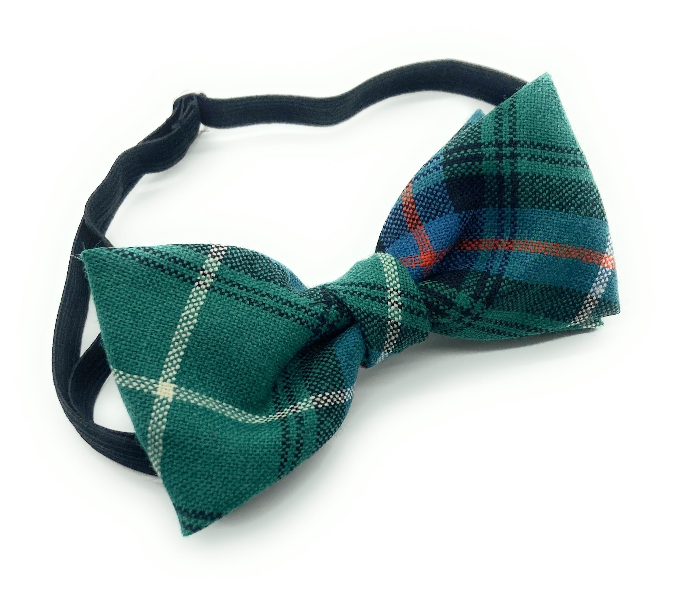 Highland Tweed Gents Pure Wool MacDonald of the Isles Green Ancient Tartan Bow Tie Made in Scotland