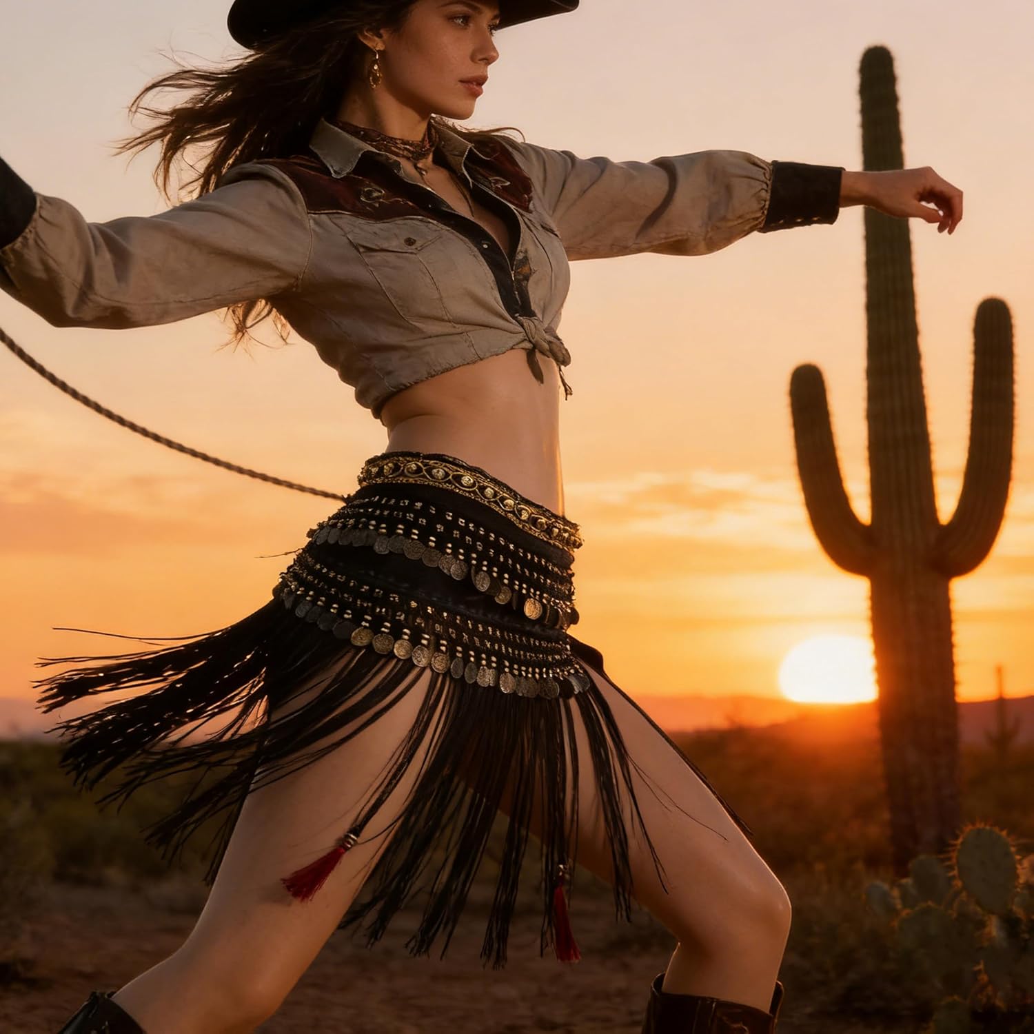 Wuchieal Belly Dance Tribe National Style Belt Tassel Hip Scarfs Velvet Waist… - Image 3