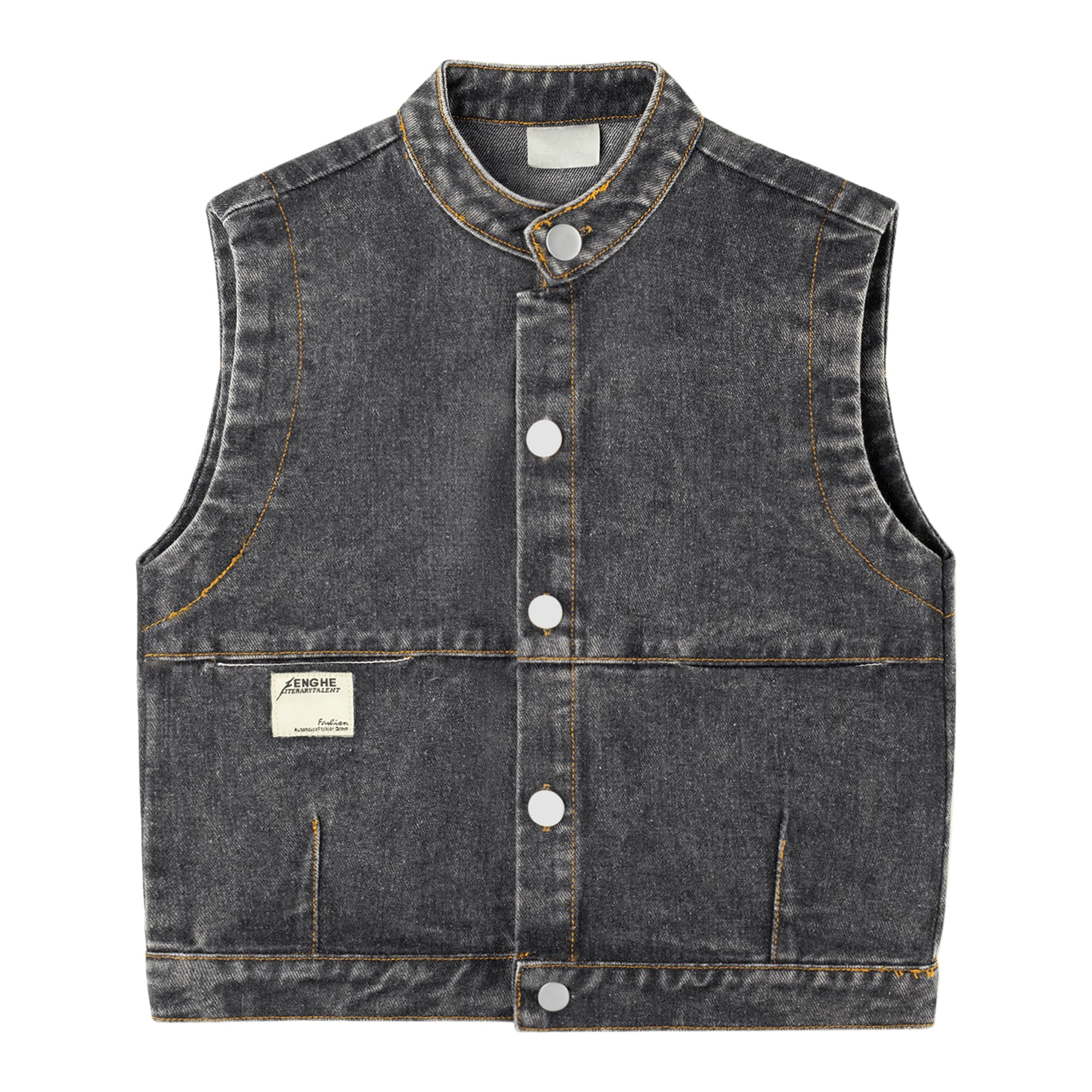 Bebé Niños pequeños Mezclilla Chalecos Primavera Otoño Sin Mangas Chaqueta Niños Niñas Cuello Alza Top Sólido Clásica Casual Botones Ropa de Abrigo