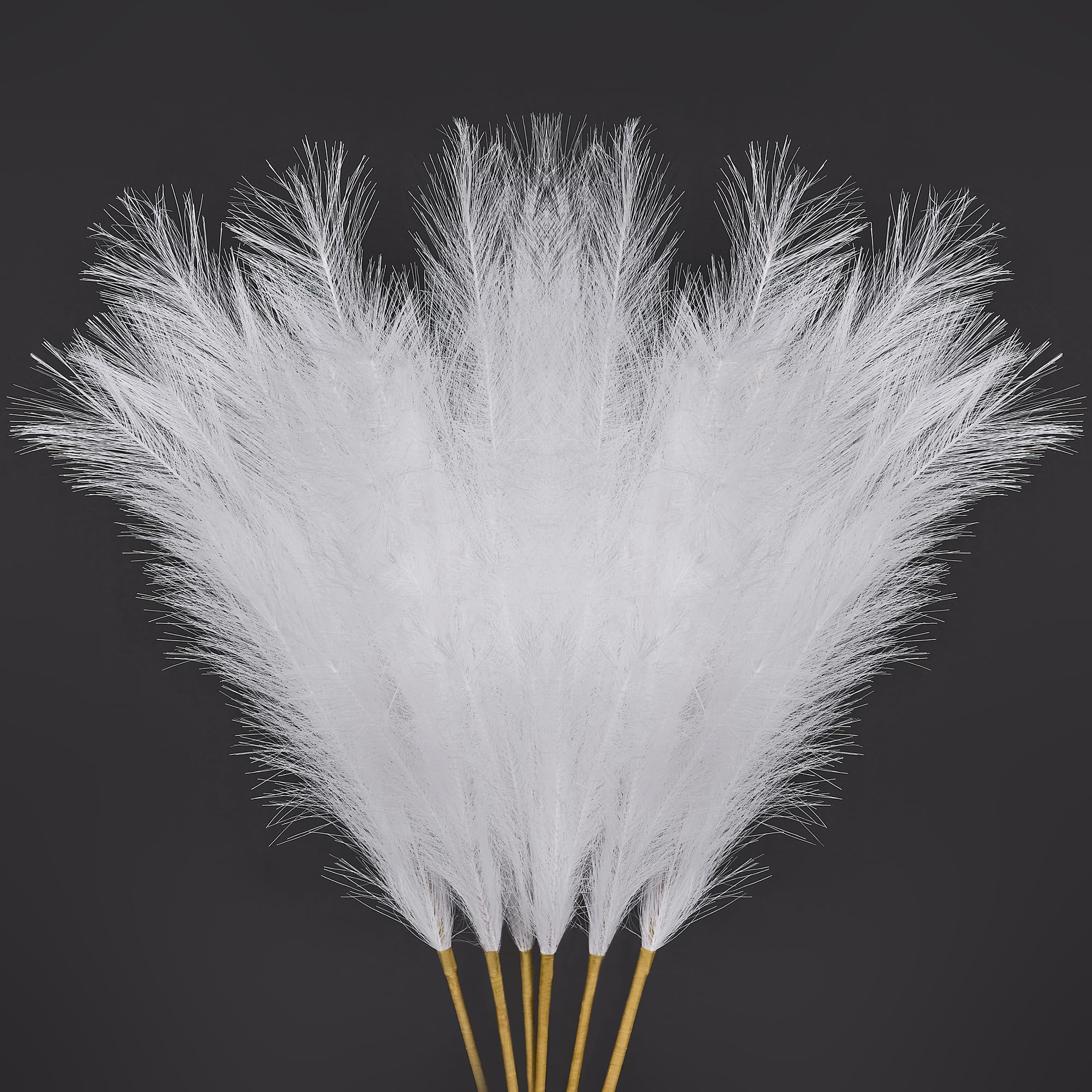 AFAMITOO 43.3''/110cm Large Pampas Grass 6 Stems White Artificial Faux Pampas Grass Tall Pompous Flower Arrangement for Floor Vase Filler Home Decor and Room Wedding Party