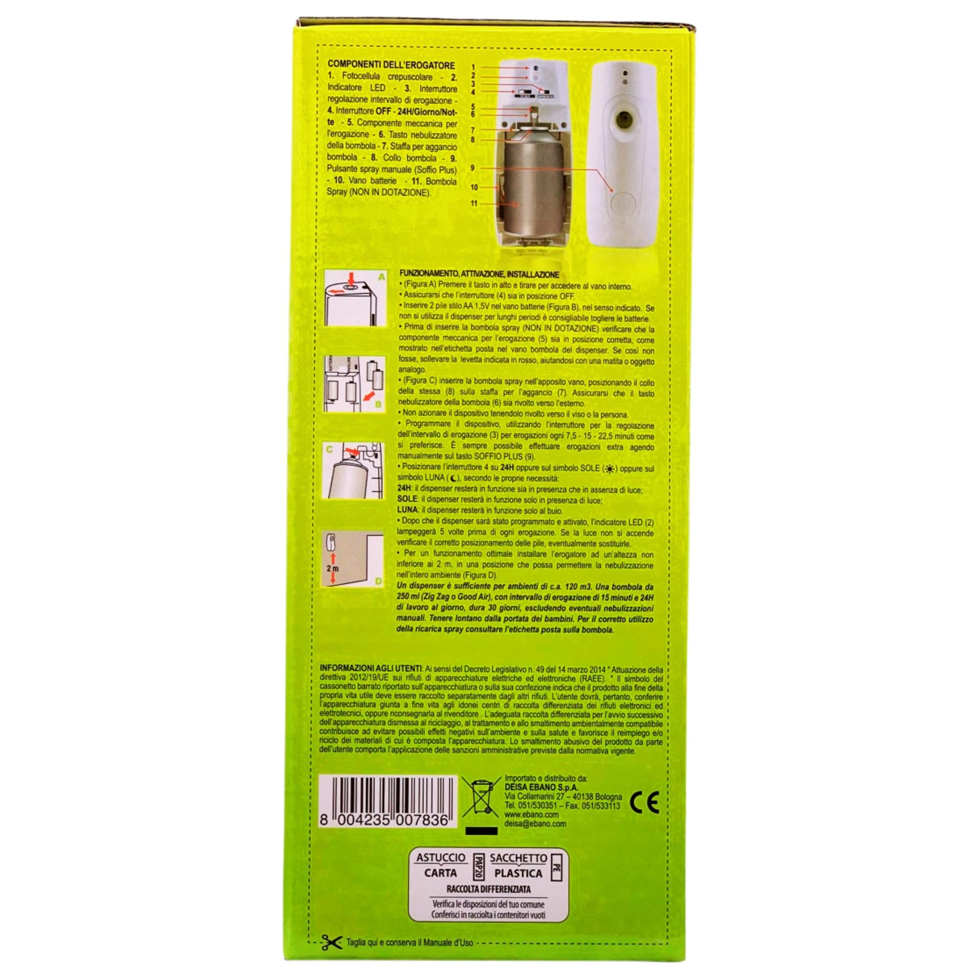ZIG ZAG Set 1 DIFFUSORE+ 1 Ricarica 250ML+ BATTERIE