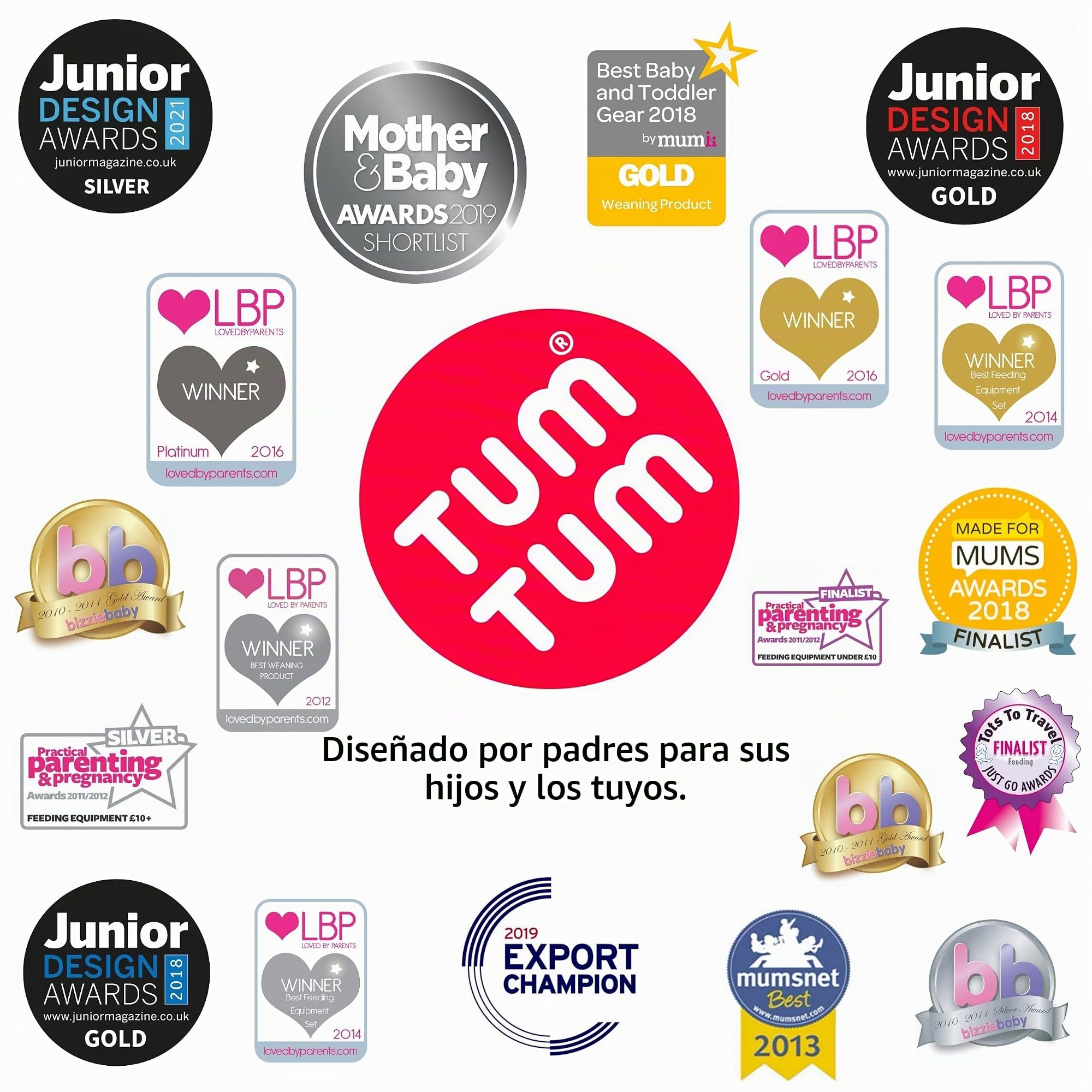 TUM TUM Cubiertos de Bebé con Estuche de Cubiertos, Tenedor y Cuchara de Bebé, 6m+, Azul