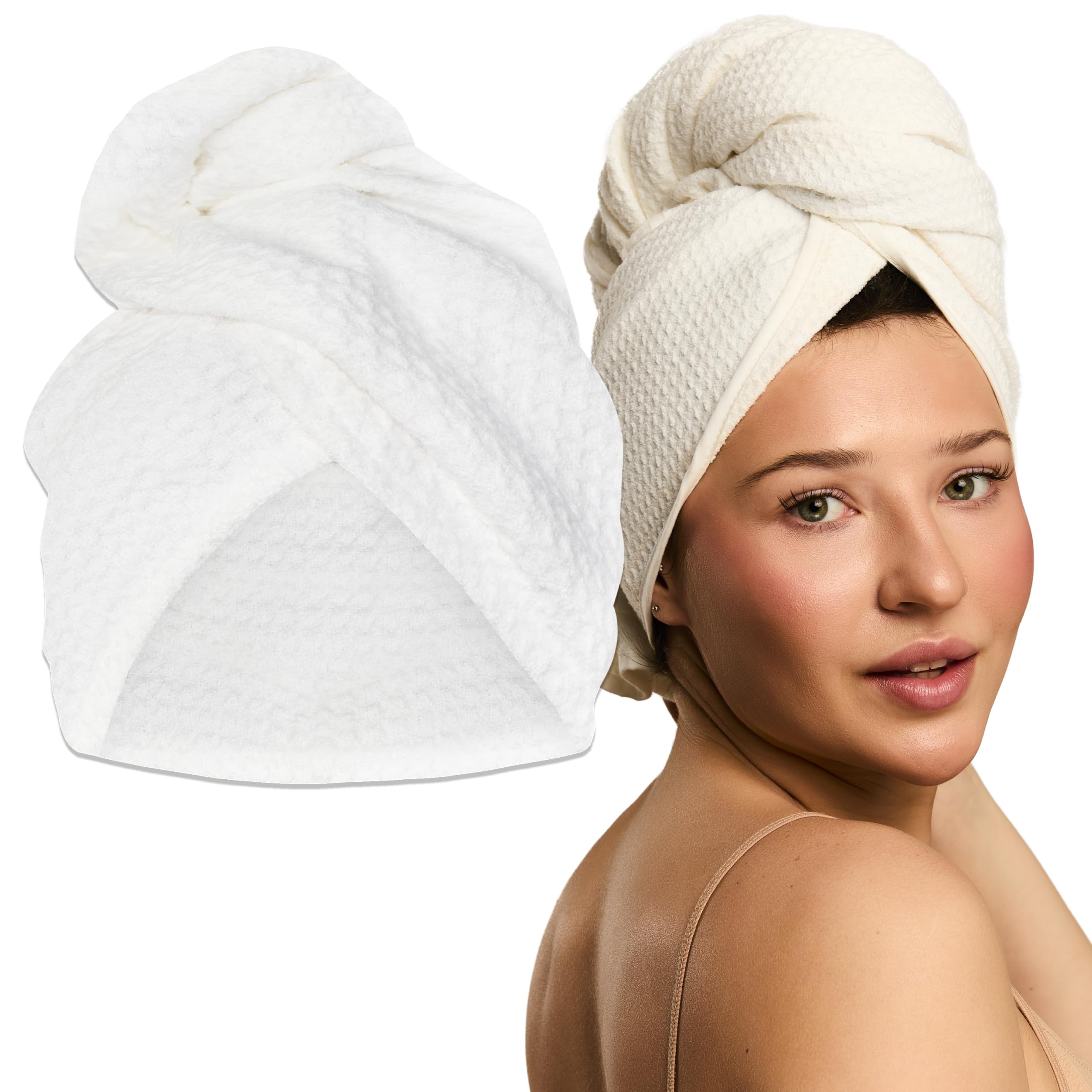 Glov Haarturban Hydroweave™ Twister Weiß Schnell Trocknend Feuchtigkeitsabsorbierend Frizz Reduzierend Elastisch Vielseitig für Alle Haartypen