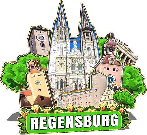 Alemania Regensburg - Imán de nevera, diseño de madera en 3D, monumentos coleccionables, decoración hecha a mano