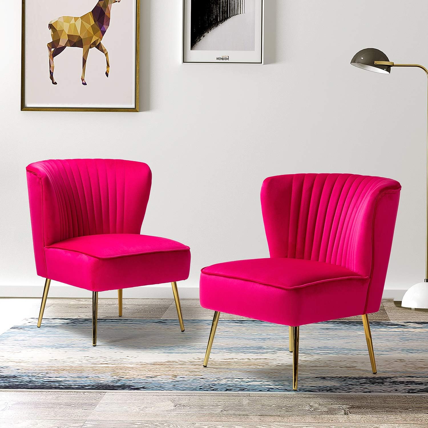 Buy Monica Velvet Upholstered Side Chair with Glam Gold Metal Legs for