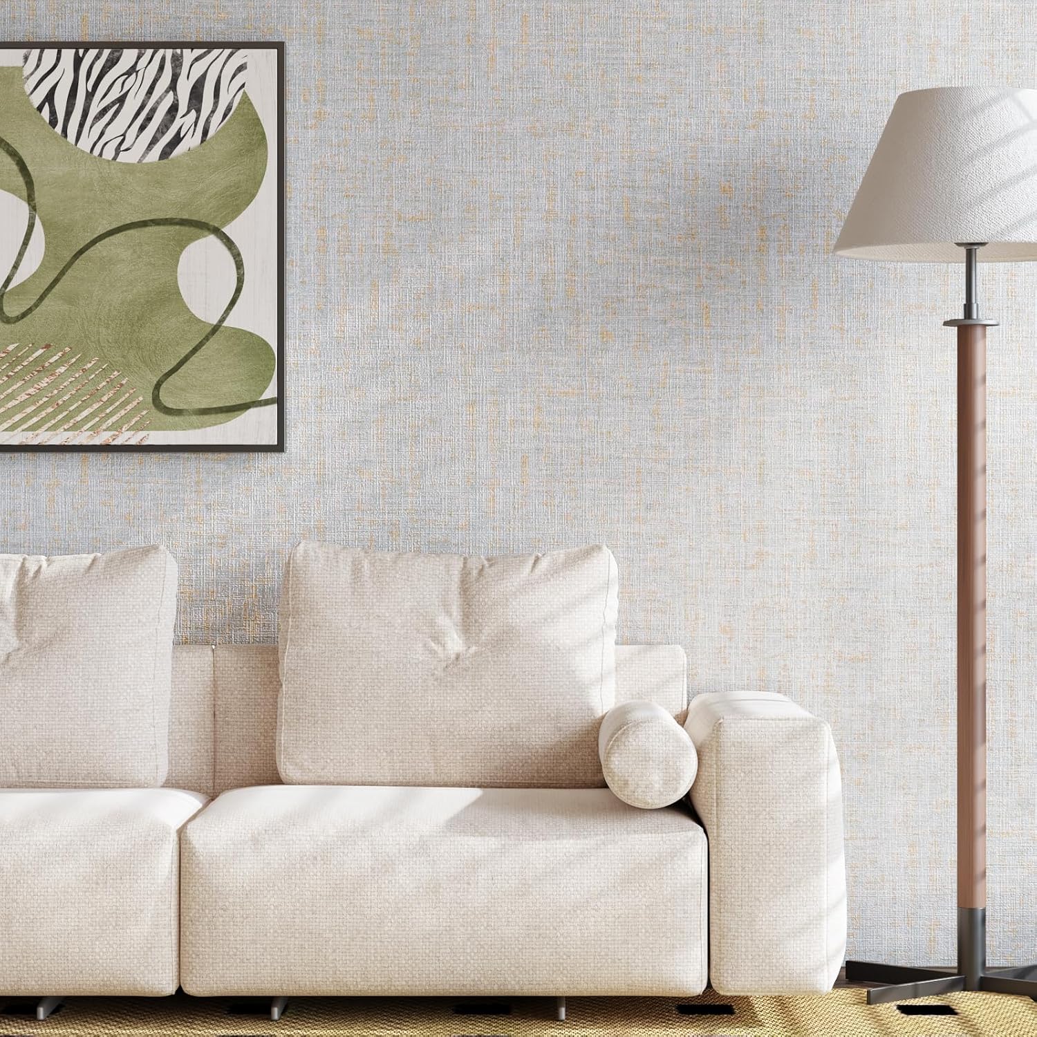 CRE8TIVE Gold Blue Grasscloth Peel and Stick Wallpaper Textured 12"x80" Fabric Linen Grasscloth Wallpaper for Bedroom Bathroom Removable Self Adhesive Grass Cloth Contact Paper for Cabinets Dressers image 4