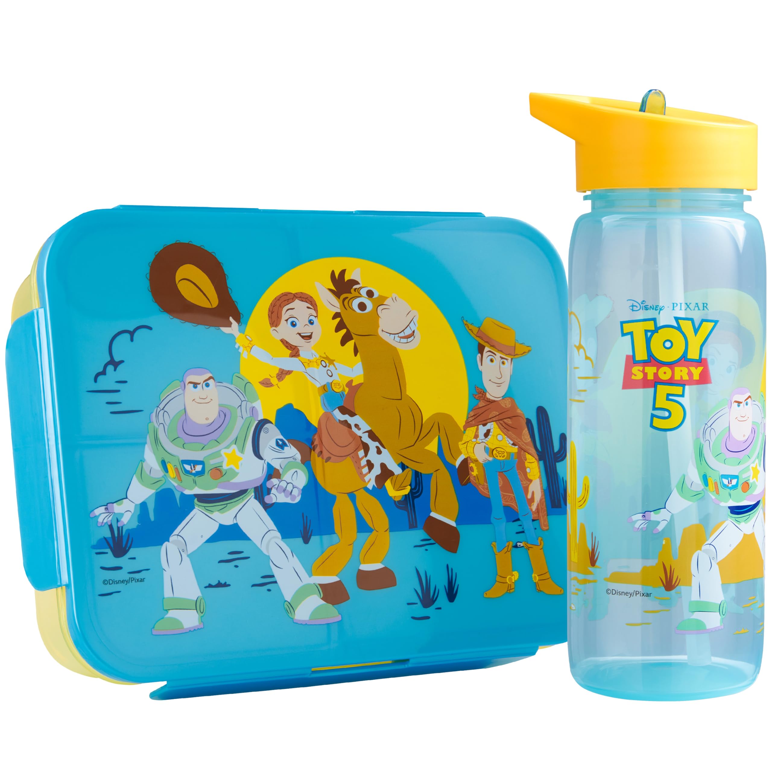 Get Trend Disney Toy Story Kids Bento Lunch Box & 640ml Water Bottle Set, BPA-Free Snack Lunch Box with Compartment Set for School, Travel, Picnic & School Supplies Girls Gifts (Multi Toy Story)