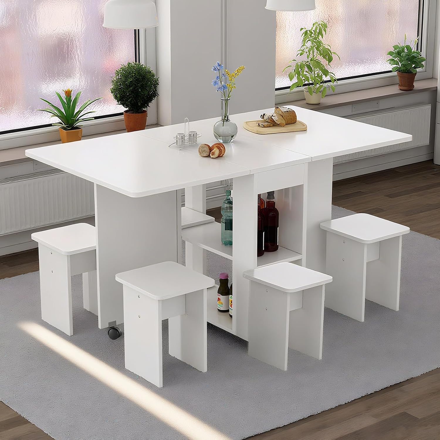 Amazon.com - LUMISOL Folding Dining Table Set for 4, Drop Leaf Kitchen ...