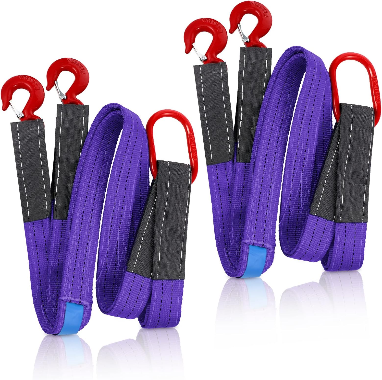 2 Packs Lifting Slings Straps with Hooks Two Leg Rigging Straps Bridle Web Slings 5 Feet Lifting String for Hoist (Purple,4409 lb)