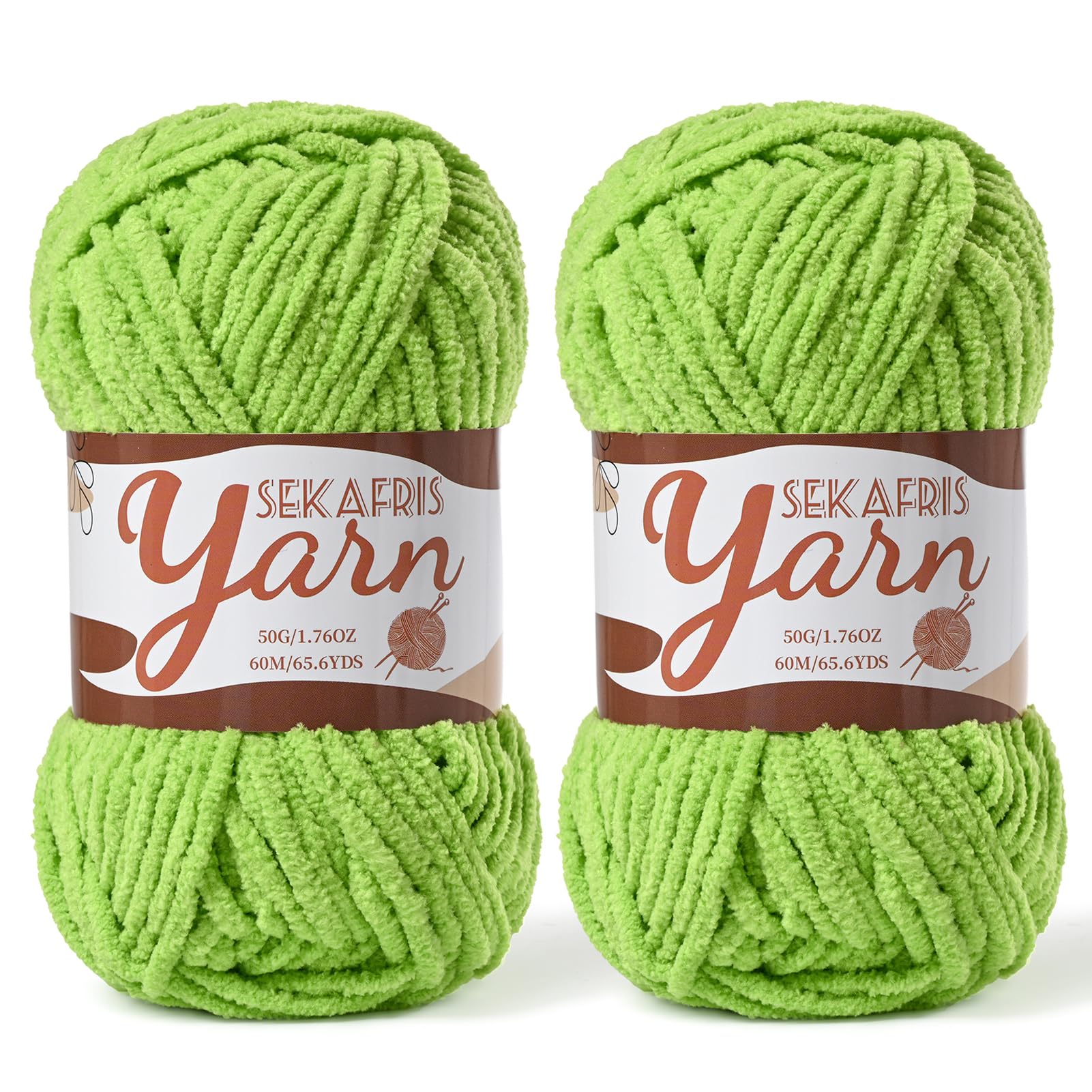 Chenille Yarn for Crocheting Crochet Grass Green Yarn 2 Pack