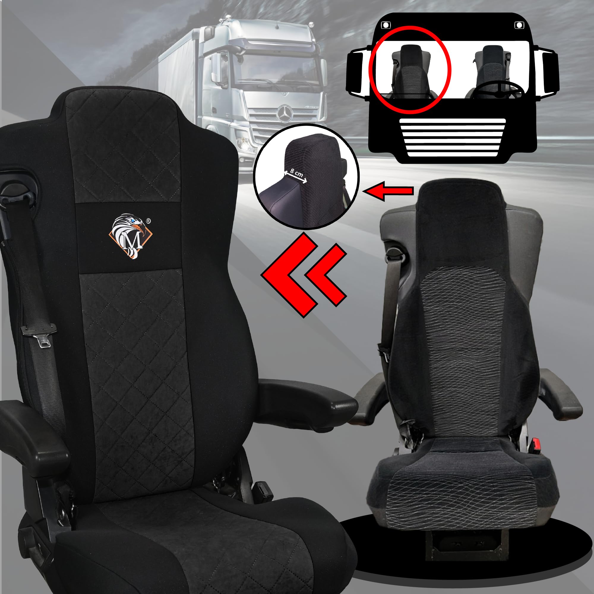 SABA Auto Sitzbezüge LKW für Mercedes ACTROS MP4, AROX ab 2011, MP5 ab 2019