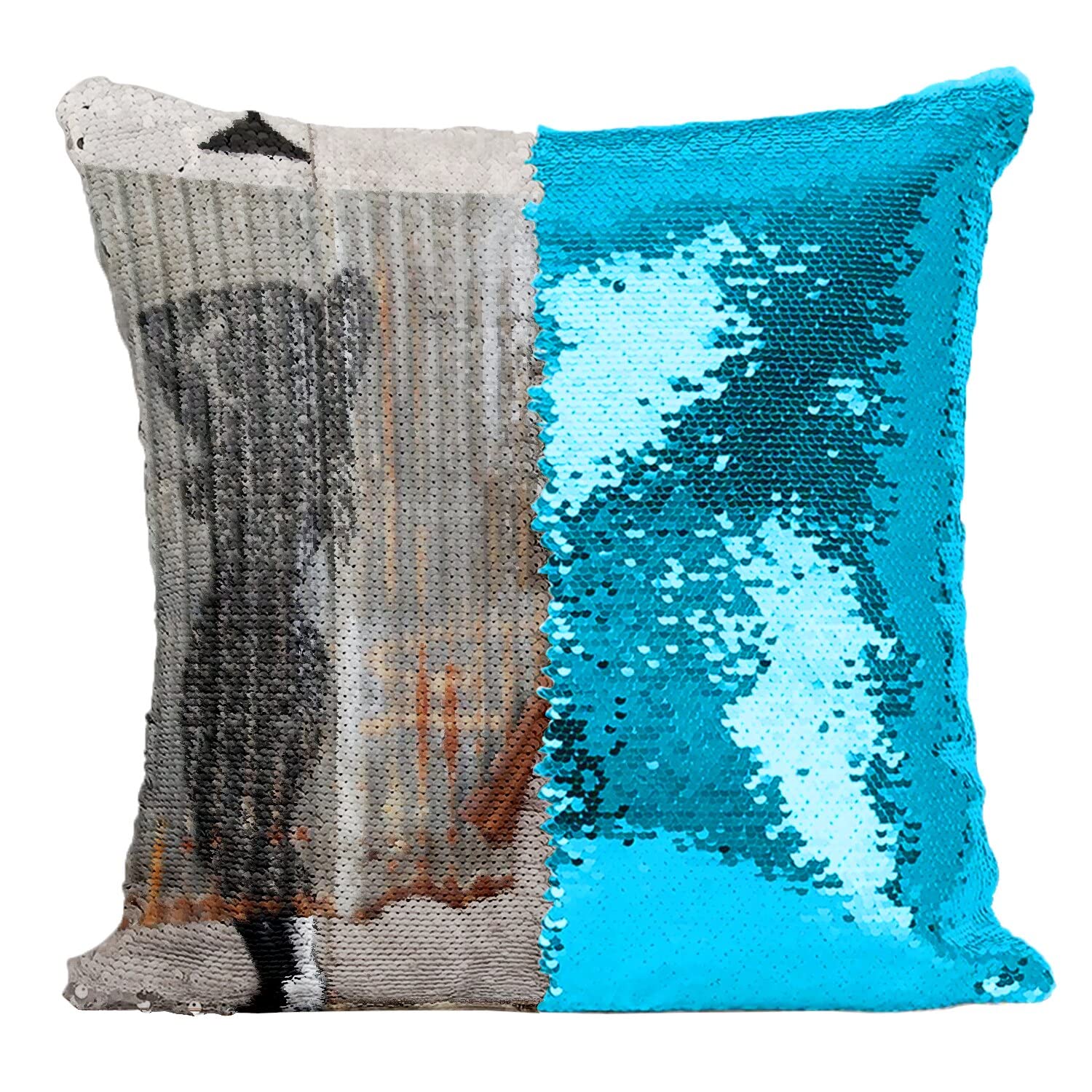 Coussin Paillettes Banksy Turquoise : Idée Cadeau Street Art Idéale