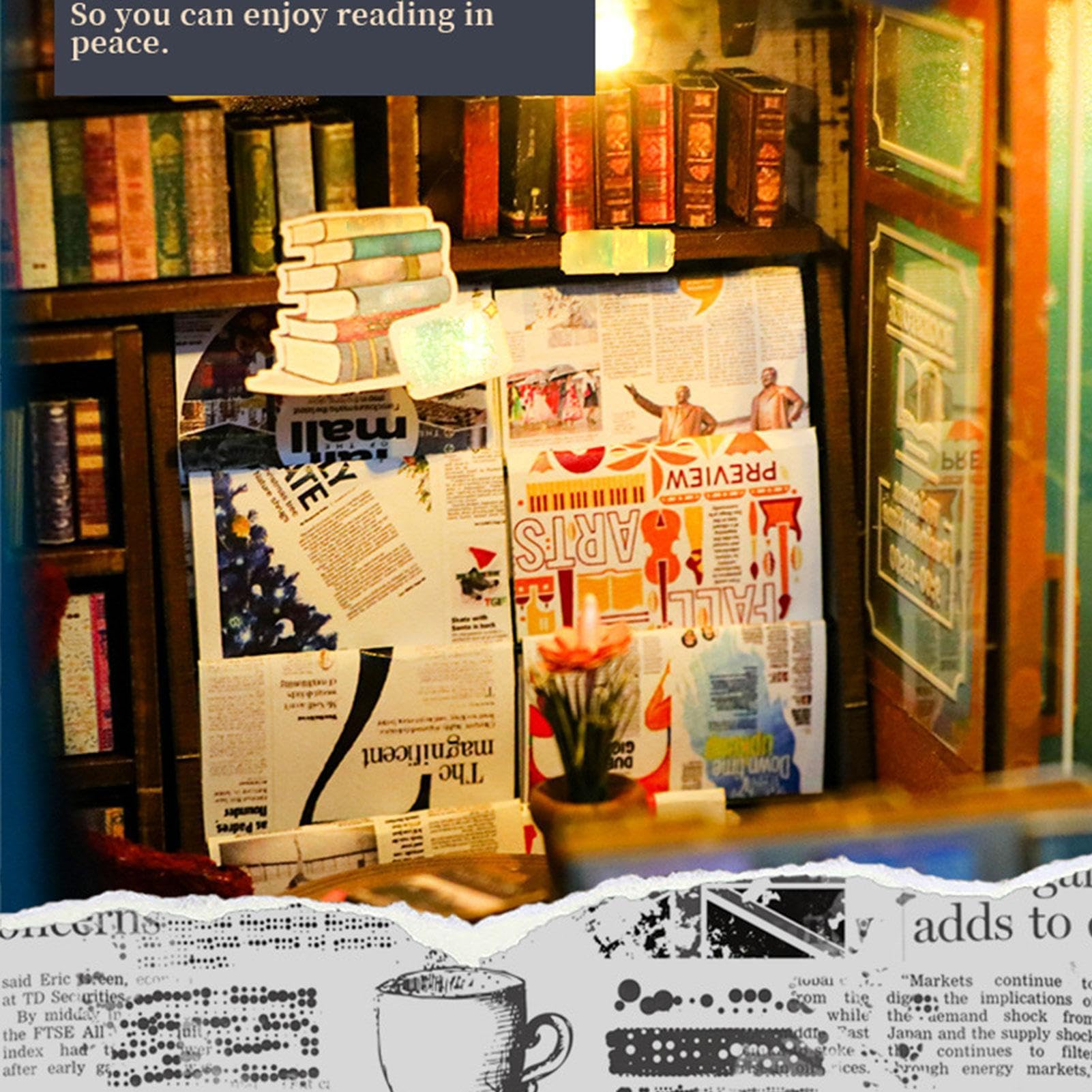 Kit Angolo Lettura Kit Casa In Miniatura | Angolo Illuminato Creativo Per Scrivania Ufficio Casa Studio Giardino Fatato Soggiorno Display Libreria