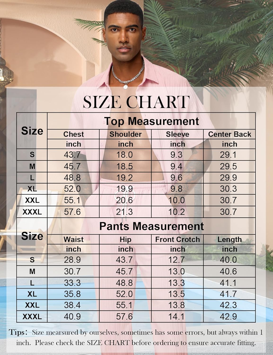 LecGee Men's 2 Piece Vertical Striped Textured Outfits Summer Casual Button Down Shirts And Pants Matching Sets