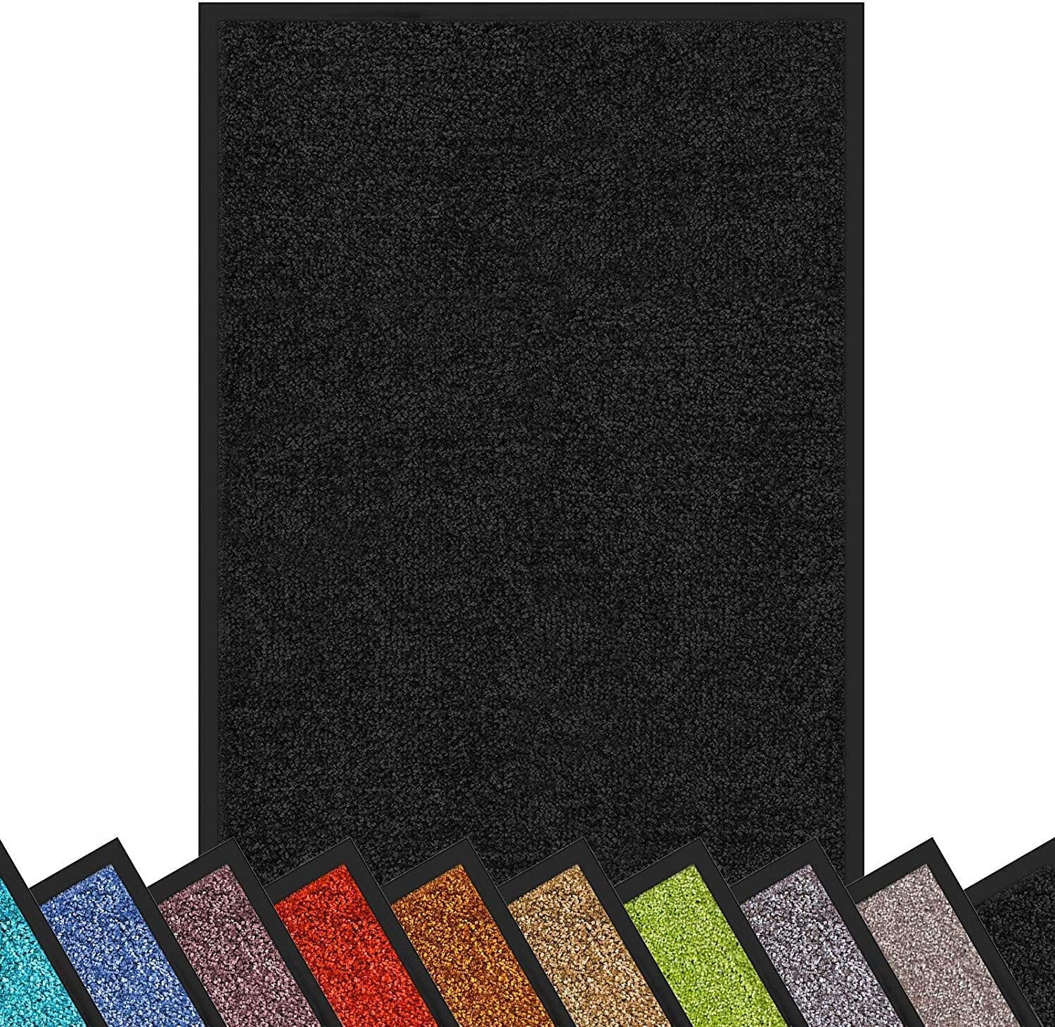 etm Dirt Trapper Door Mat Entrance Mat Rhine (Black, 40 x 60 cm) Indoor & Outdoor Doormat, Washable Front Door Mat Non-Slip Backing Super Absorbent Floor Mat Entrance Rug Barrier Mat — image 1