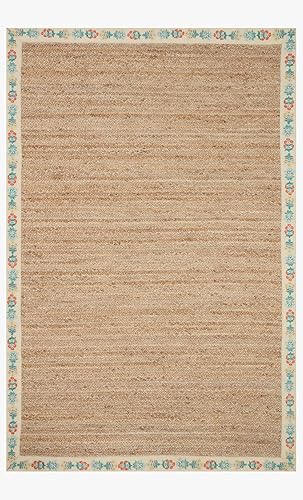 Rifle Paper Co. x Loloi Costa NaturalCream - Alfombra de área de 7 pies 9 pulgadas x 9 pies 9 pulgadas