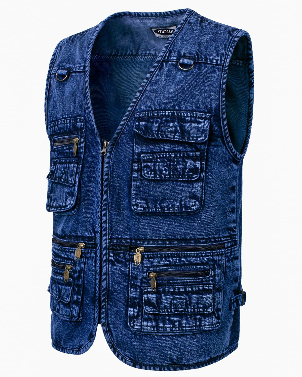 Gilet di Jeans da Uomo Vintage Giubbino di Jeans Smanicato da Moto Giacca Jeans Senza Maniche Multitasche Denim Gilet da Pesca Lavoro Caccia