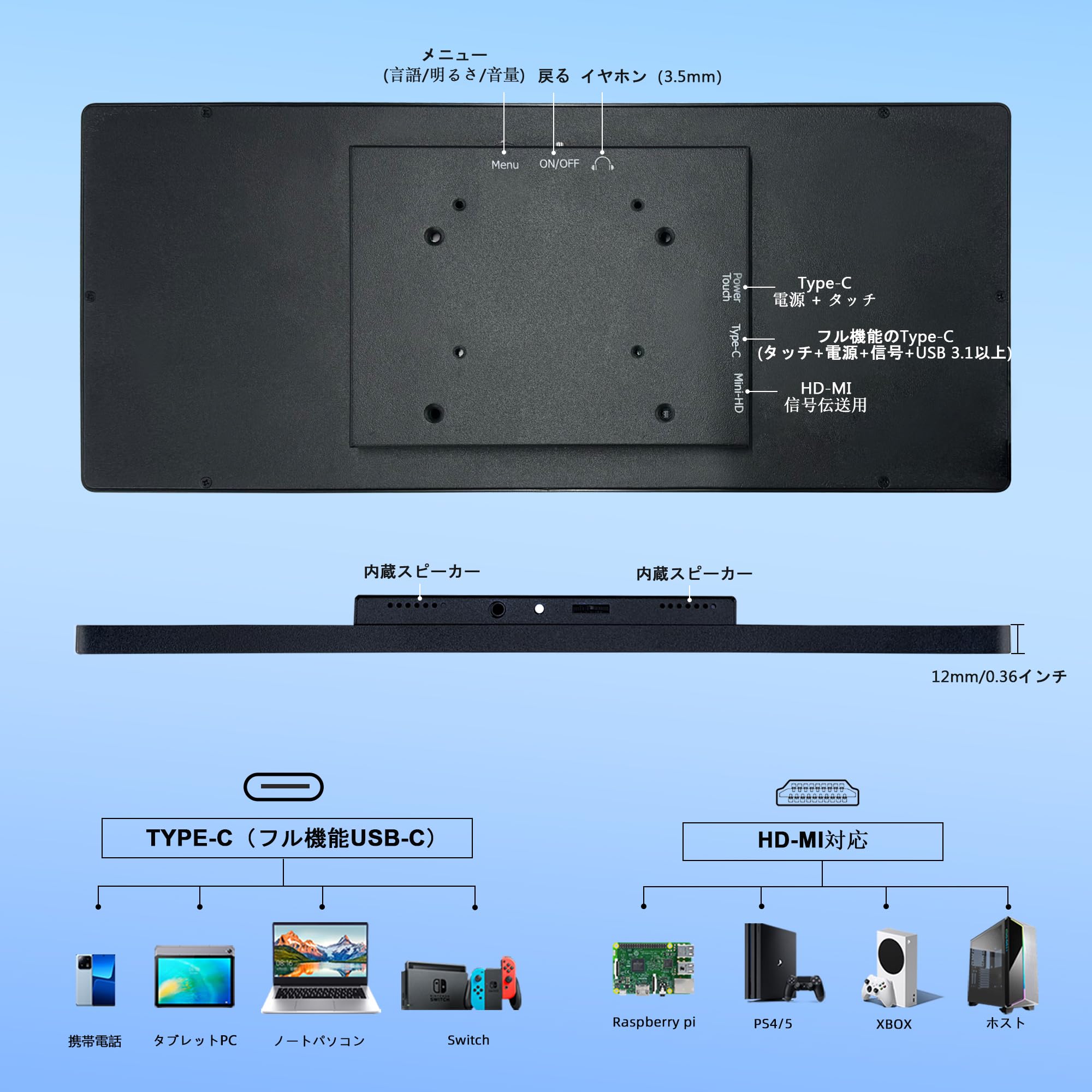 リモコンデバイス タッチスクリーン Amazon.co.jp: 12.3インチのタッチスクリーンのモニター1920x720棒LCD