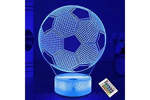 Fullosun Kids Night Light Soccer, 3D Optical Illusion Lamp with Remote Control