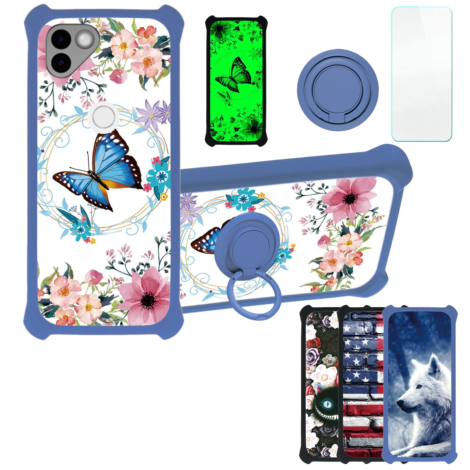 Solana Mobile Saga Phone Case Compatible with Osom OV1 Saga Phone Phone Case Cover [with Tempered Glass Screen Protector][Hard PC + Soft Silicone][Ring Support] [Luminous Effect] YGL-LHD