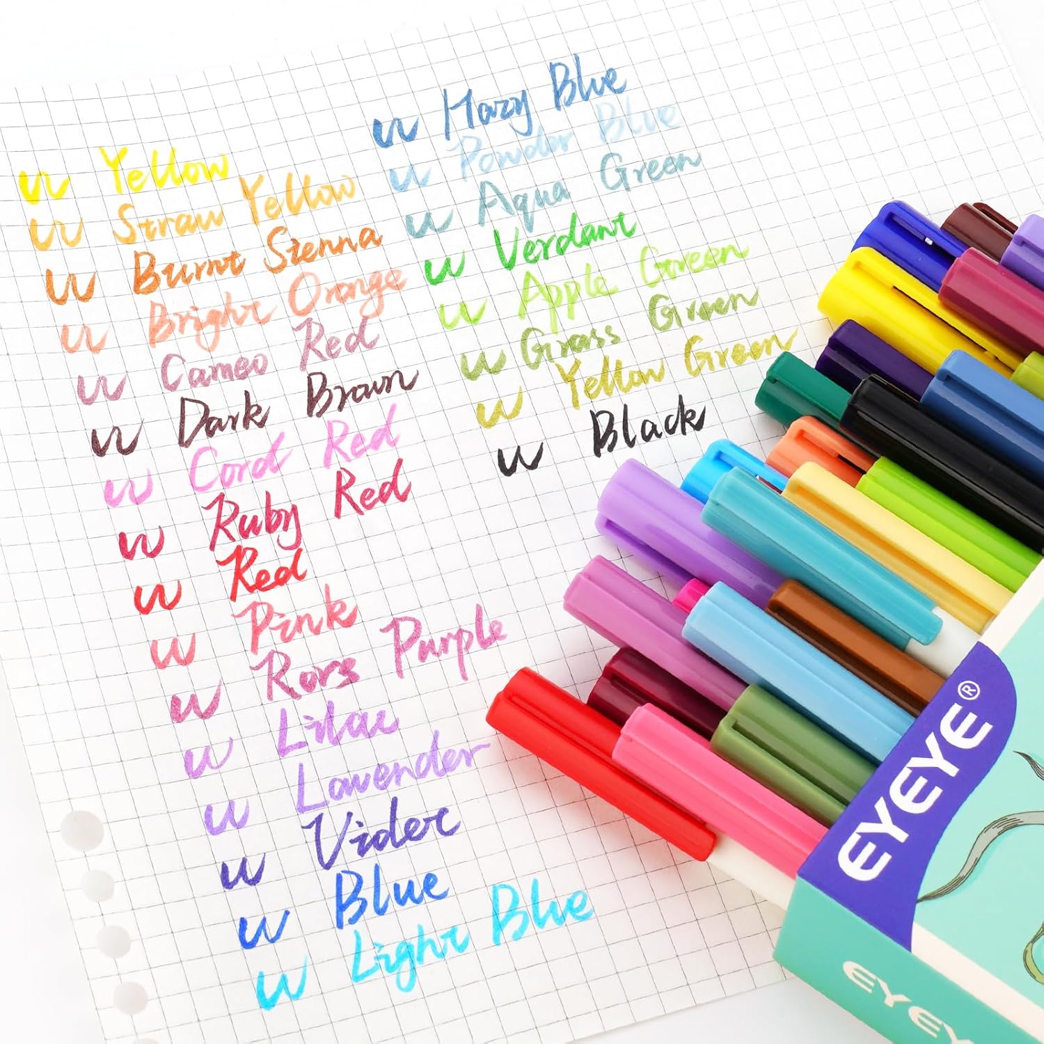 EYEYE Brush Pens, Soft Point 24 Colors Set with Blender Marker, Ideal for Drawing, Journaling, Sketching, Art Supplies for Artists