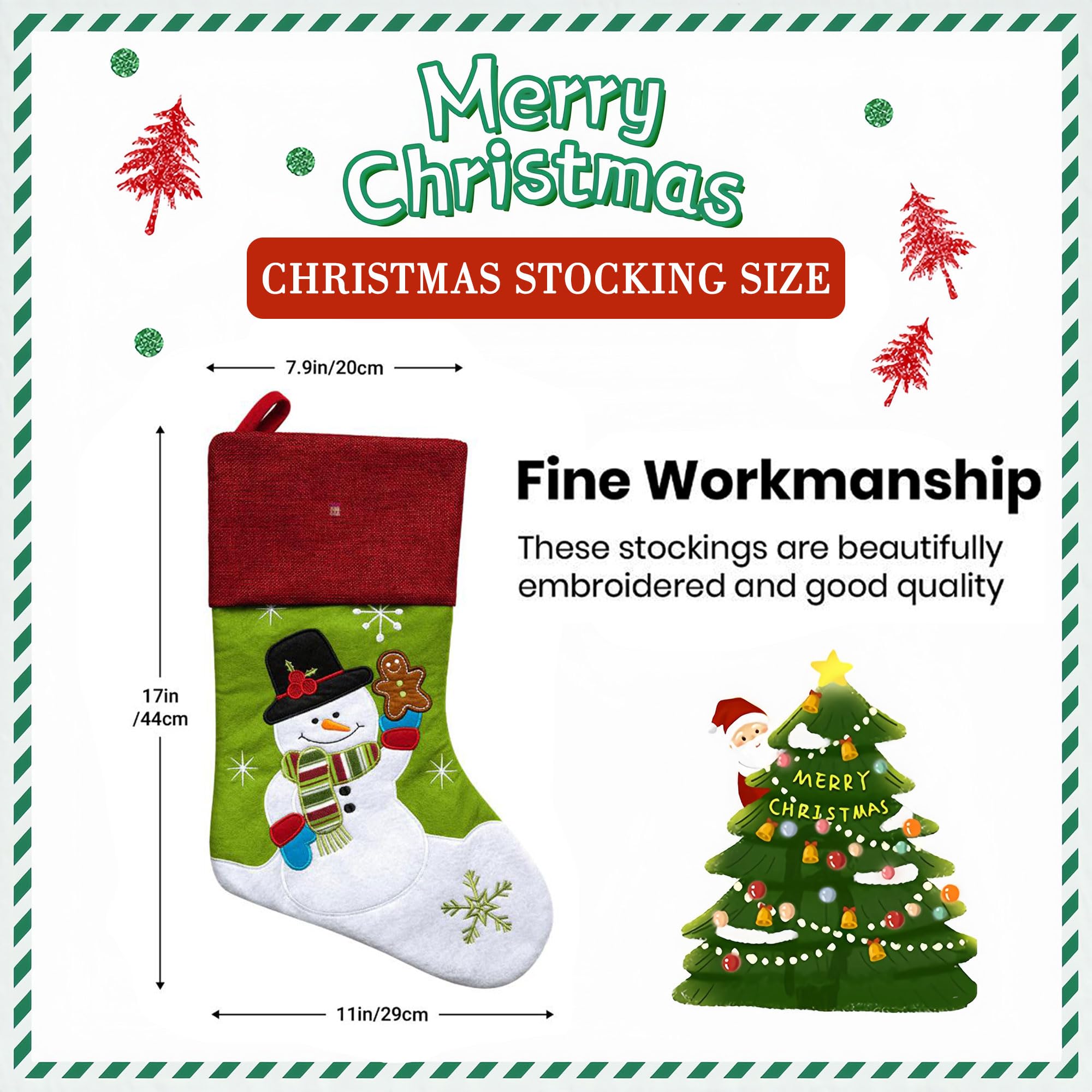 Weihnachtsstrumpf Personalisiert mit Name, 44cm Nikolausstrumpf weihnachtsstrümpfe Personalisierten, Weihnachtsstrümpfe Familiendekorationen, Gestickte Weihnachtsstrümpfe