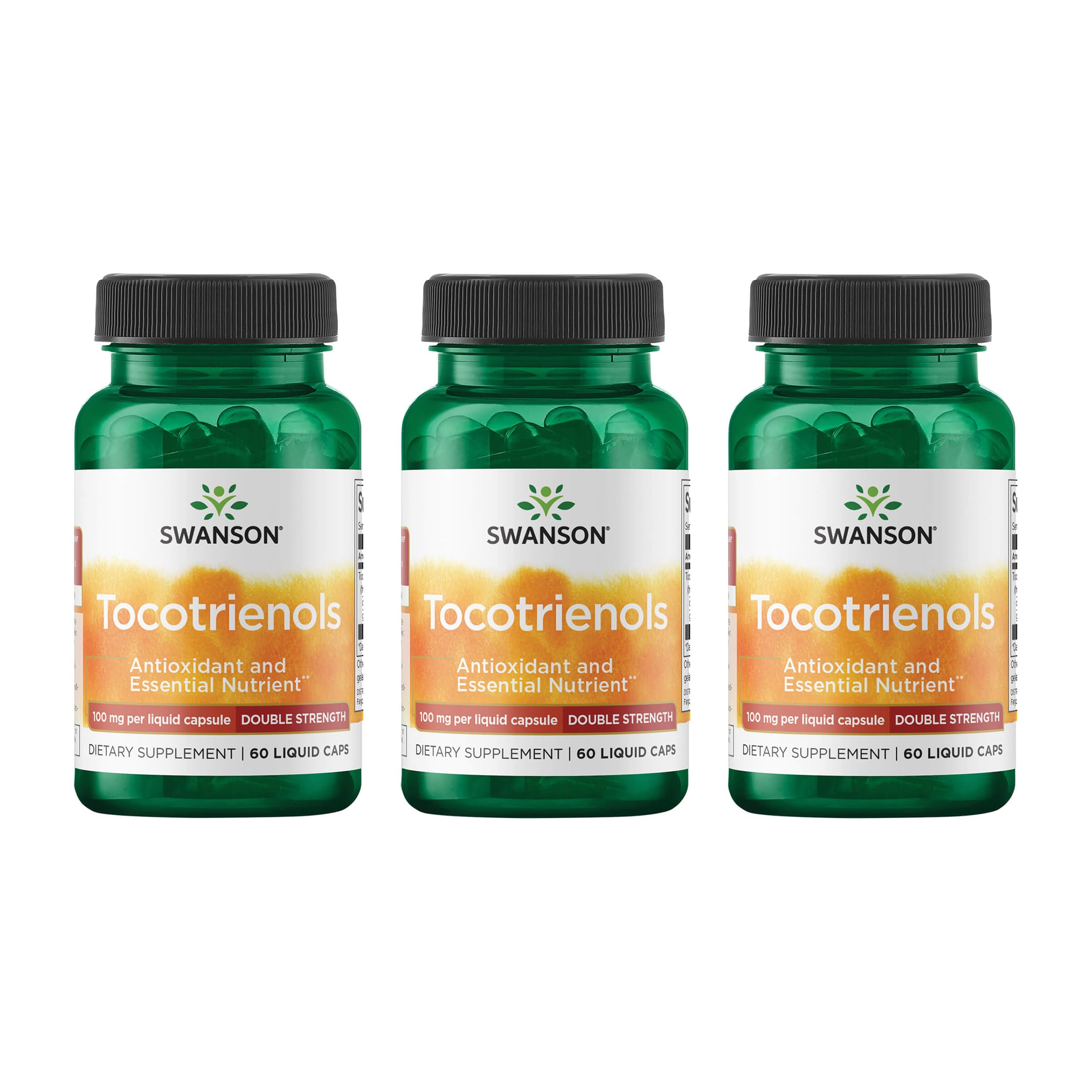 Swanson Double Strength Tocotrienols, 100 mg, 60 Liquid Capsules, 3 Pack 60 Count (Pack of 3)