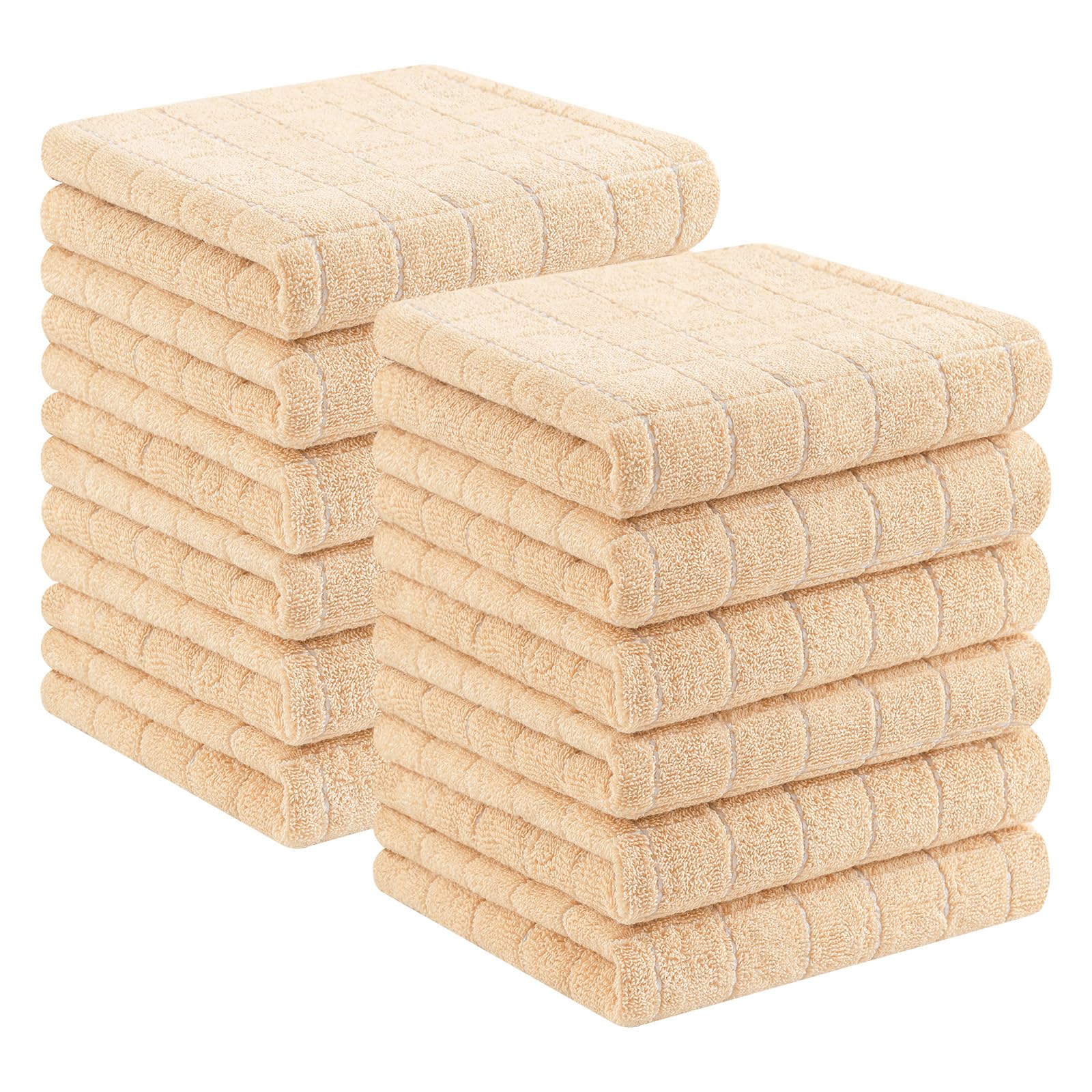 Homaxy 100% Cotton Terry Kitchen Towels, 12 Pack, Apricot | Ultra Soft and Absorbent Dish Towels for Kitchen, Suitable for Drying and Washing Dishes