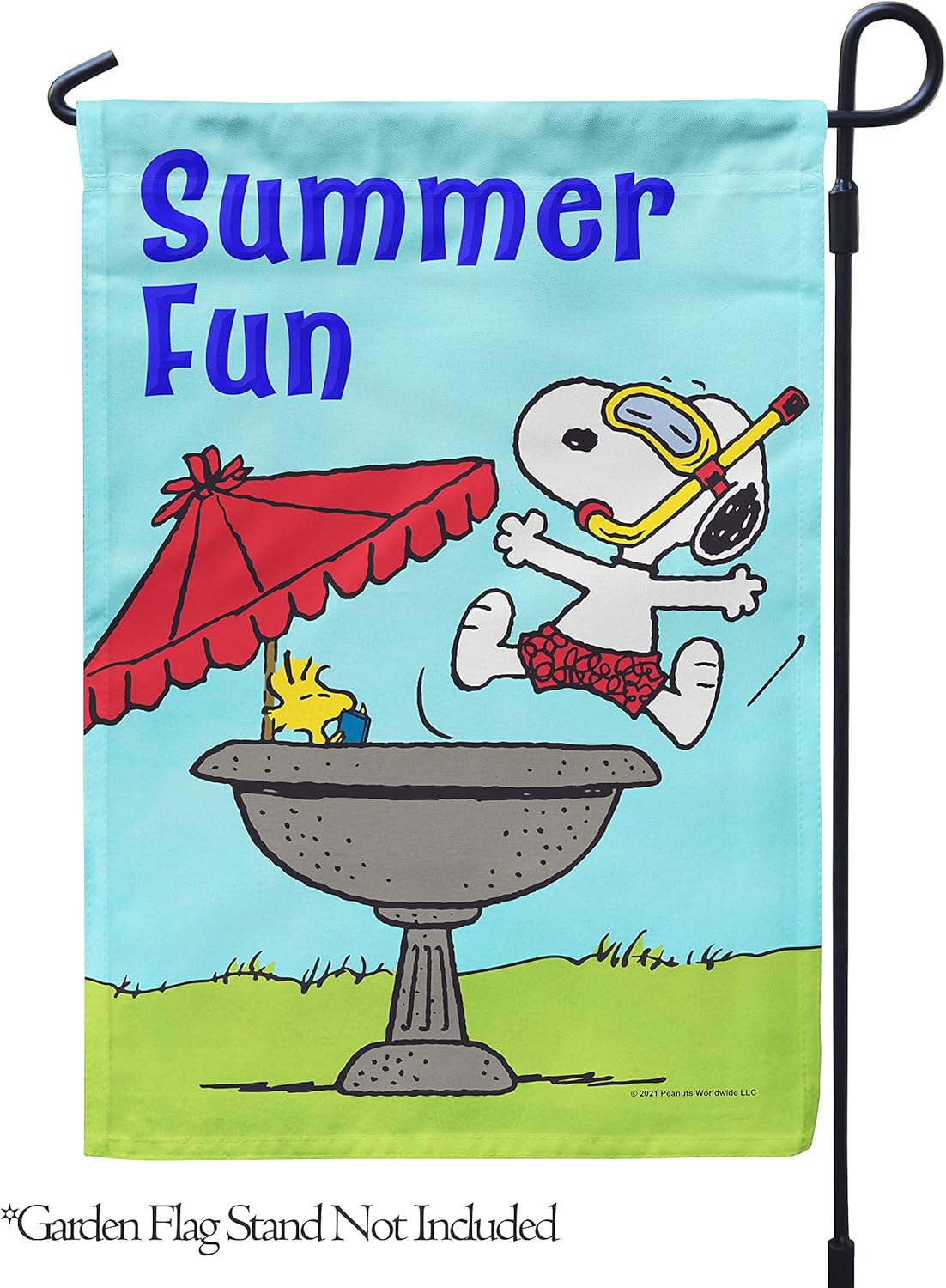 Flagology, PEANUTS Summer Fun Snoopy & Woodstock – Garden Flag 12" x 18", Officially Licensed PEANUTS®, Summer