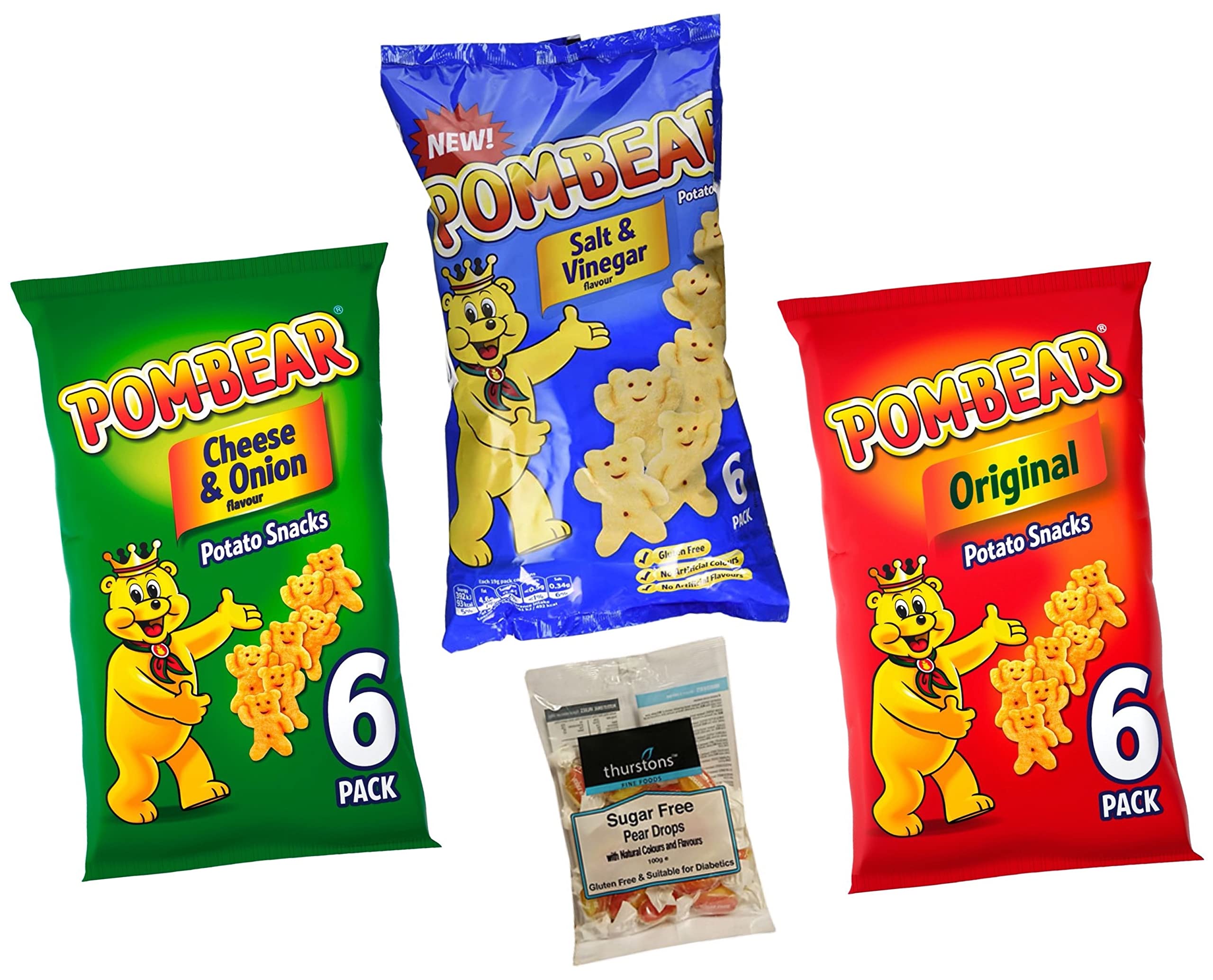 Buy PomBear Crisps 3 x multi 6 Packs Original, Cheese & Onion, Salt