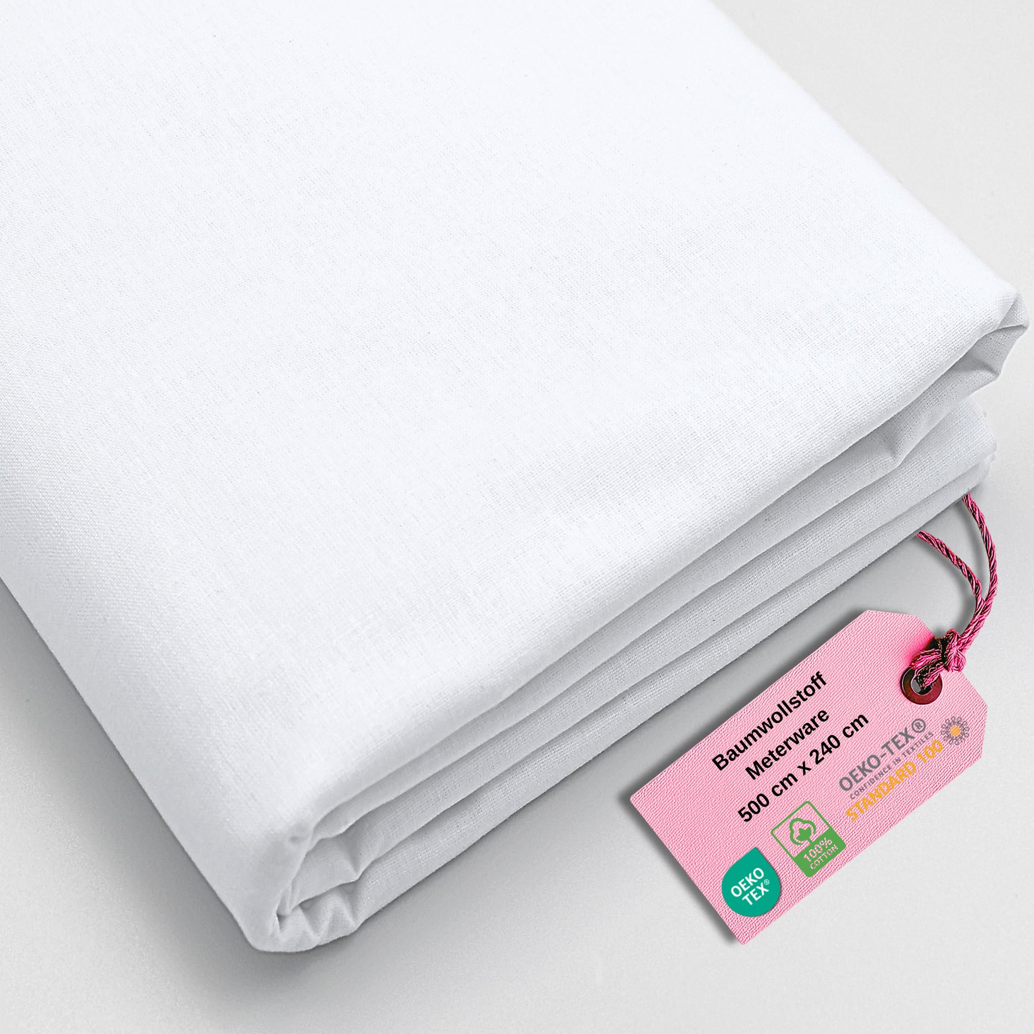 Tissu Virginia Tex - Vendu au mètre - Tissu 100 % coton - Grande largeur 240 cm - 100 % Öko-Tex Standard 100 - Couleur unie - À coudre (blanc, 500 x 240 cm)