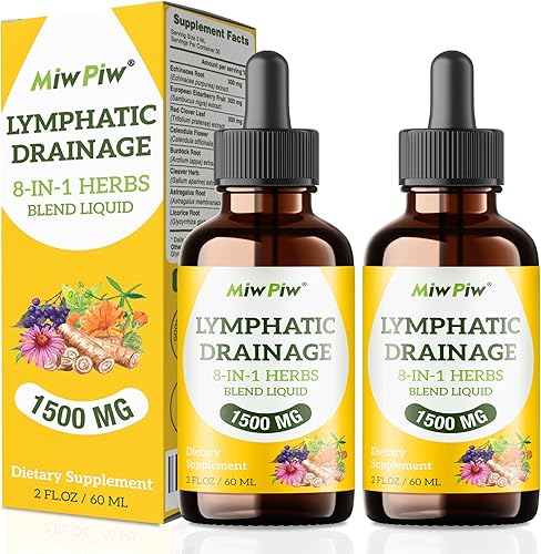 Paquete de 2 gotas de drenaje linfático, desintoxicación linfática, circulación, suplementos de drenaje linfático con hierbas orgánicas, equinácea,