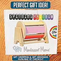 Vista 4 de Montessori Mama Tambor giratorio de arco iris: Juguetes Montessori para bebés de 6 meses de madera construidos en madera Juguetes Montessori