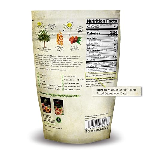 Miniatura 4 de Dátiles orgánicos  Tamaño a granel  28 onzas  Kosher sin OMG secado al sol sin hueso Deglet Nour Dates