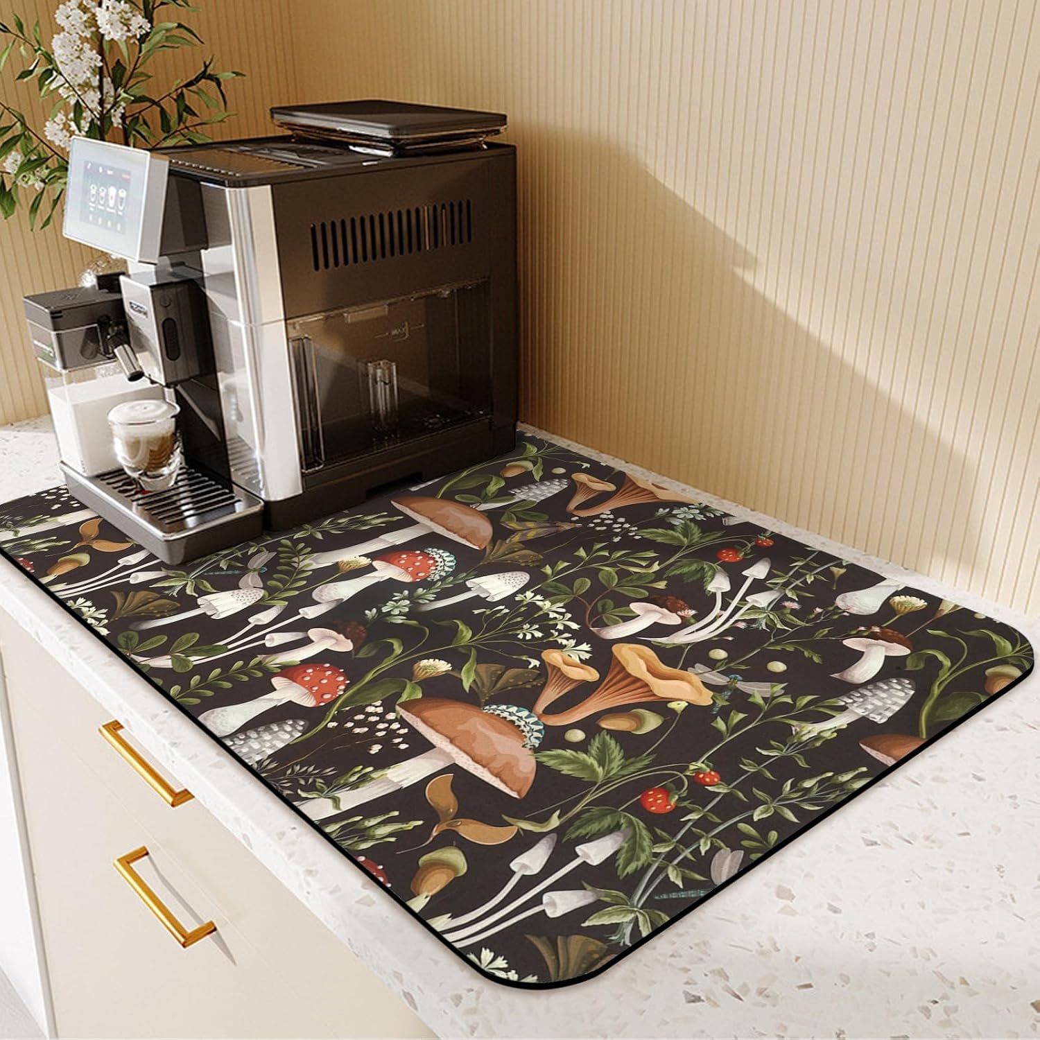 19.5" x 12" Dish Drying Mat & 24" x 5.5" Sink Splash Guard, Super Absorbent Drainer Rack Mat for Kitchen Counter Coffee Bar