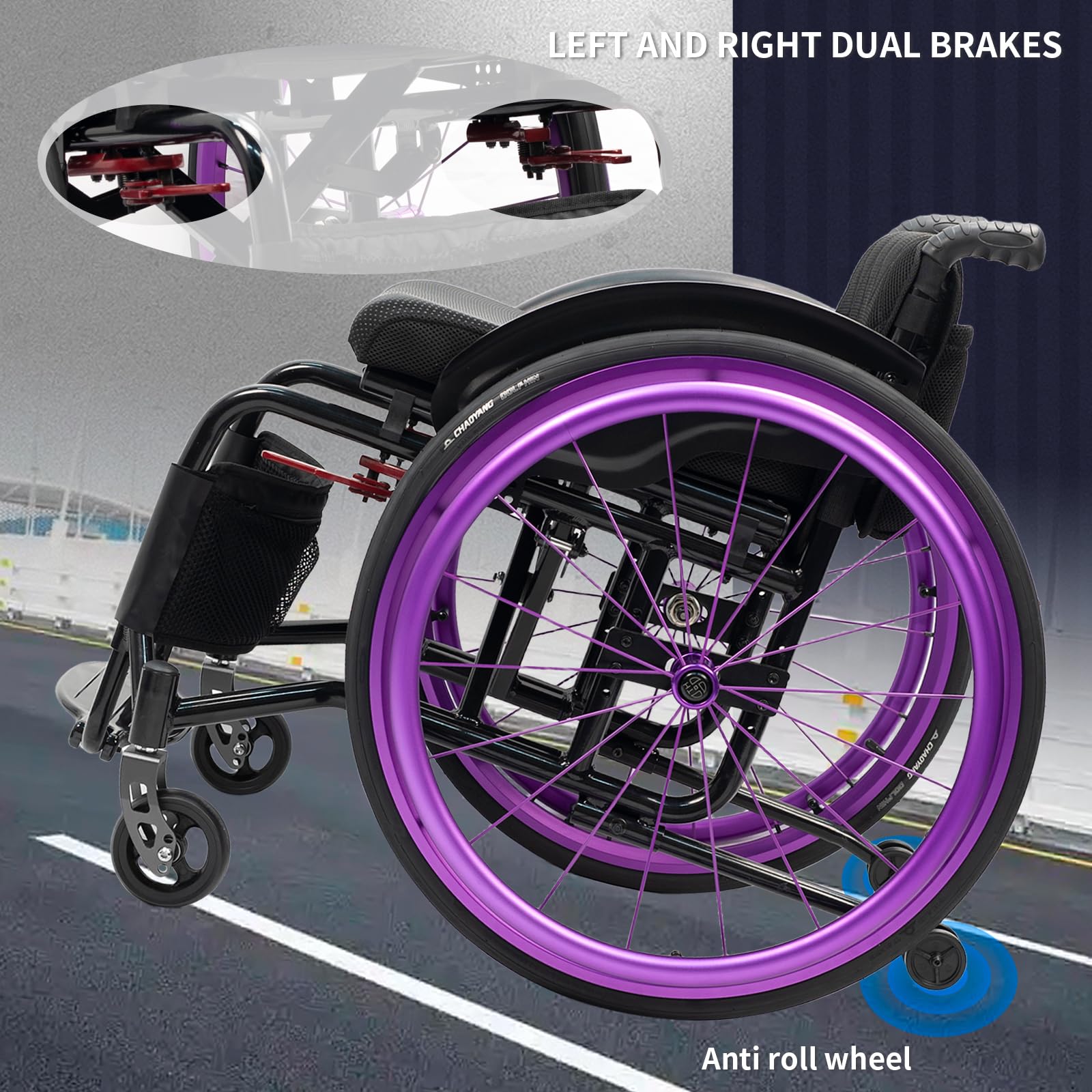 Plegable Ligera Acero para Ancianos y Minusválidos,Silla de Ruedas Manual,Plegable,Ligero,Transporte,Asiento y Respaldo con cojín Acolchado,para Adolescentes,Adultos(15.7in Seat Width)