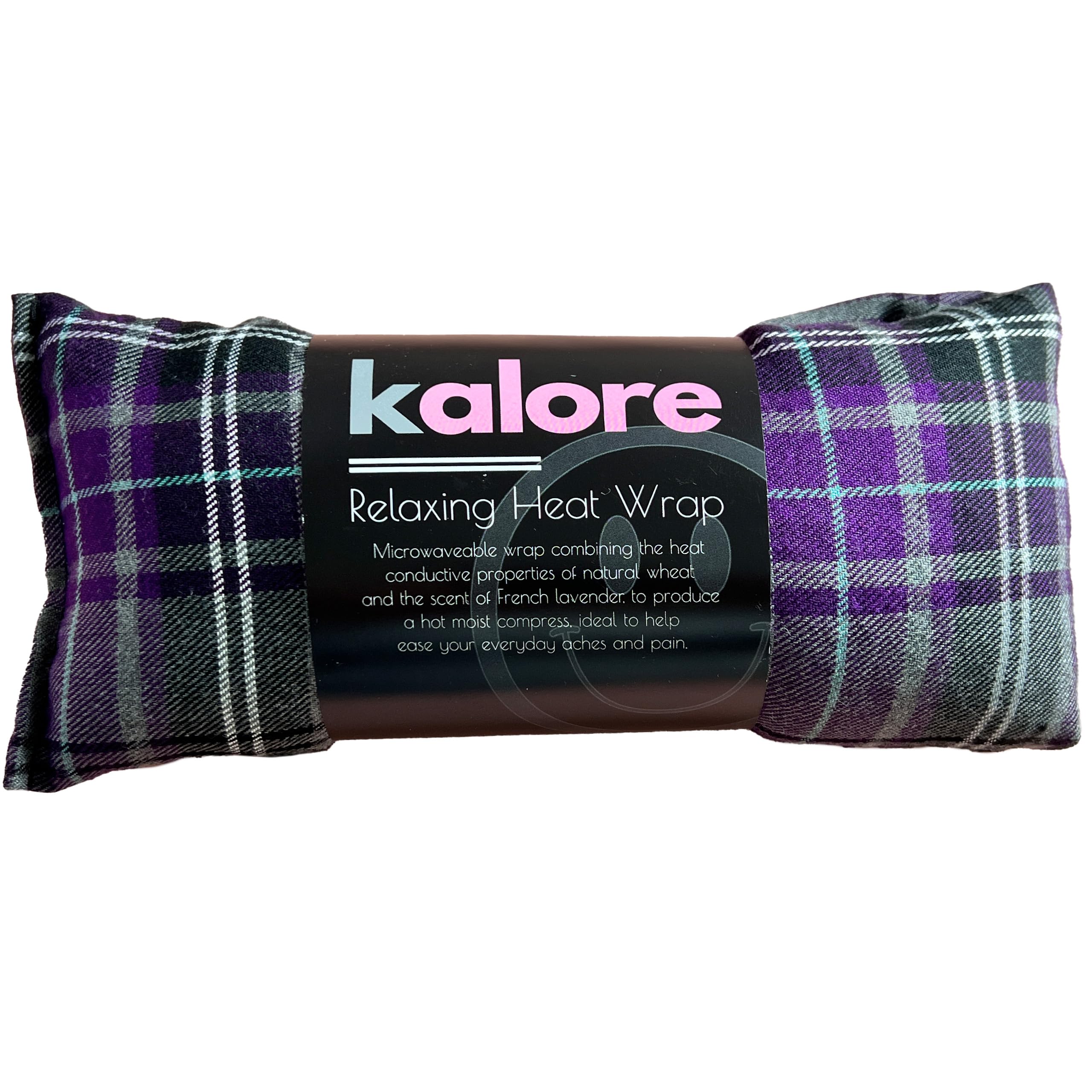 KALORE Wheat Bags Microwavable Neck and Shoulder Wrap - Scented Lavender Heat Bags Microwavable for Body Relaxation - Tartan Cotton Fabric & UK Wheat Heat Bags Microwavable Compress - Purple
