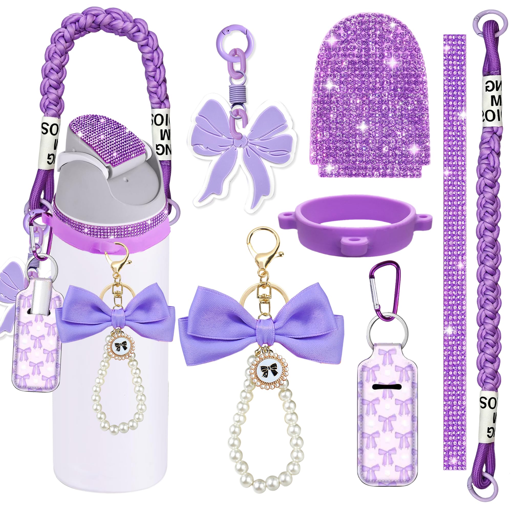 Mengayadi 7PCS Accessories Bundle for Owala 24 oz 32 oz 40 oz Tumblers – Handle Strap, Silicone Ring, Charms & Stickers for Owala Tumbler, FreeSip,