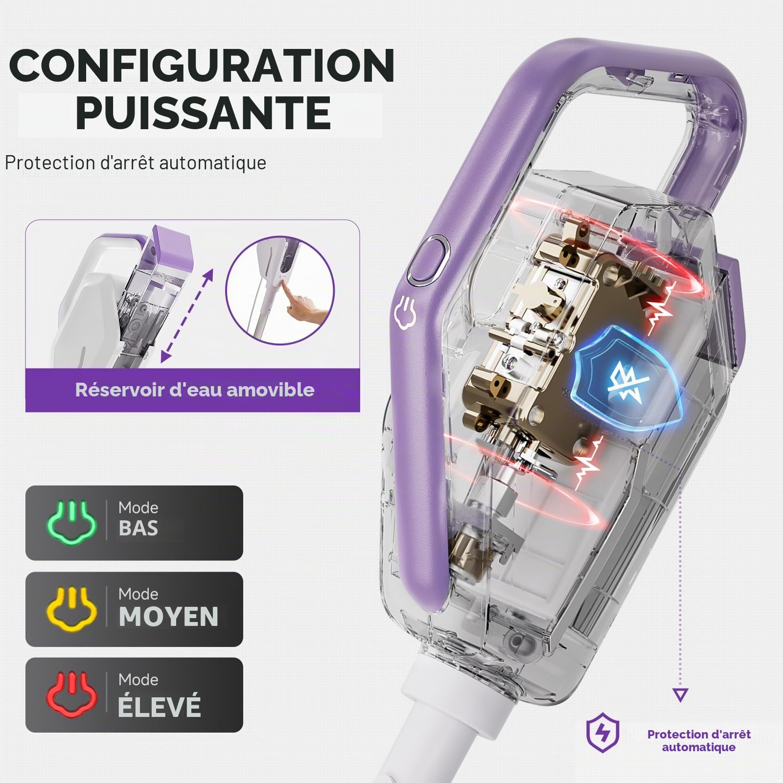 AAOBOSI Nettoyeur vapeur 1300 W - Chauffage rapide - Nettoyage avec vapeur à haute température (jusqu'à 132 °C) - Balai vapeur multifonction - Kit complet avec accessoires - Idéal pour sol, tapis