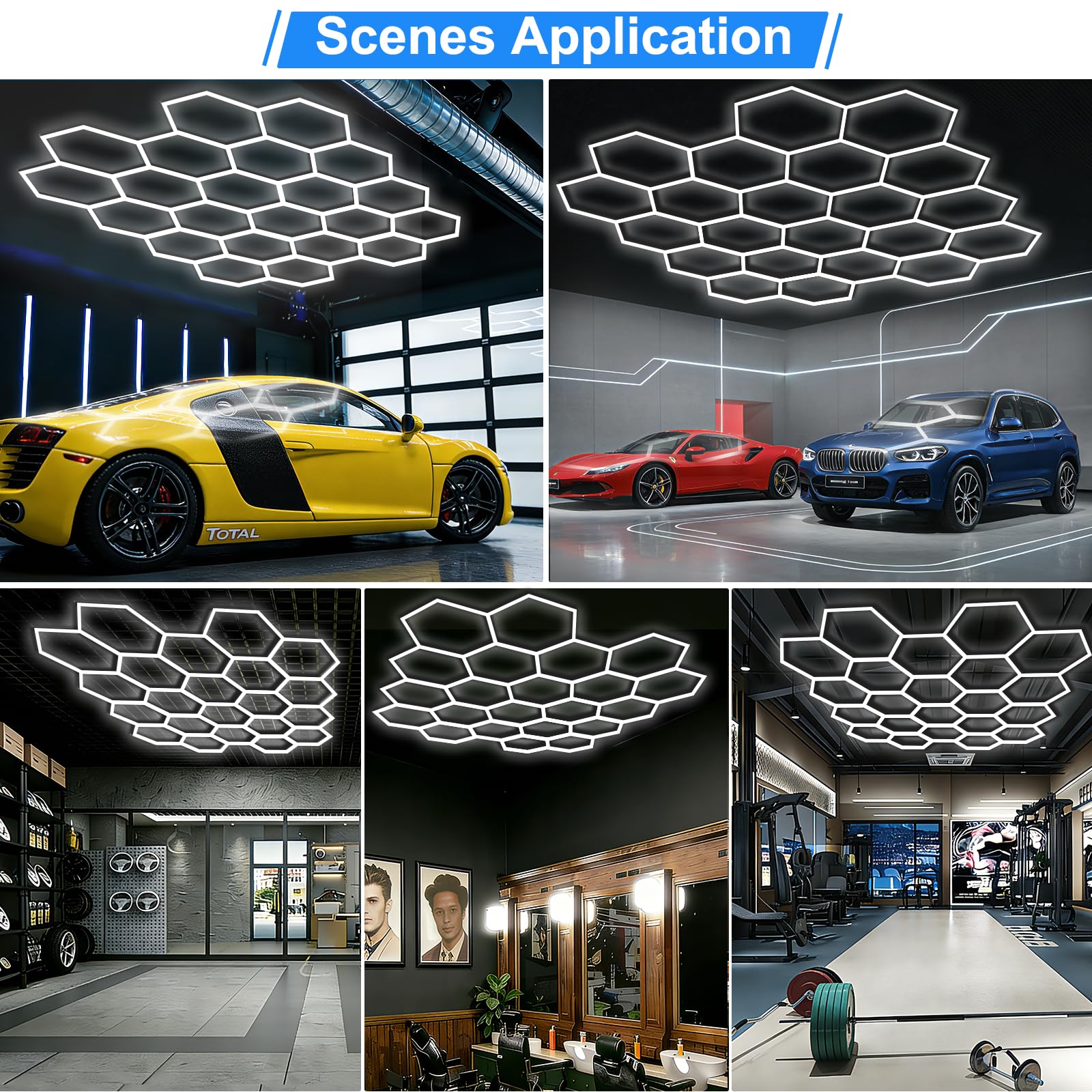 Amazon.co.jp: LZHOME 六角形 LED ガレージライト:超高輝度 40000LM