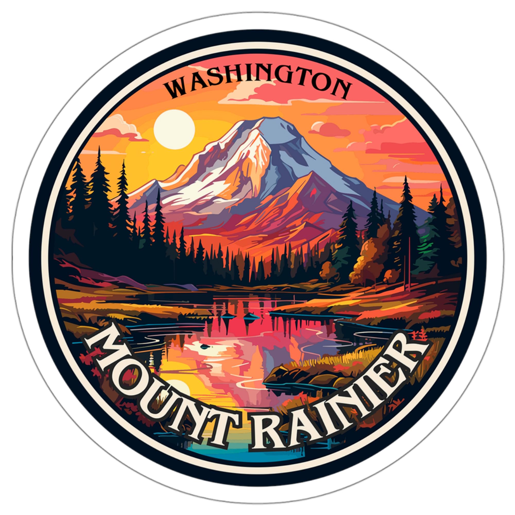 Mount Rainier Washington Sticker 4 Inch City Travel Souvenir Destination - Waterproof Vinyl Decal for Laptop Water Bottle Car Tumbler - Durable Aesthetic Long-Lasting Stickers for Adults ID44990