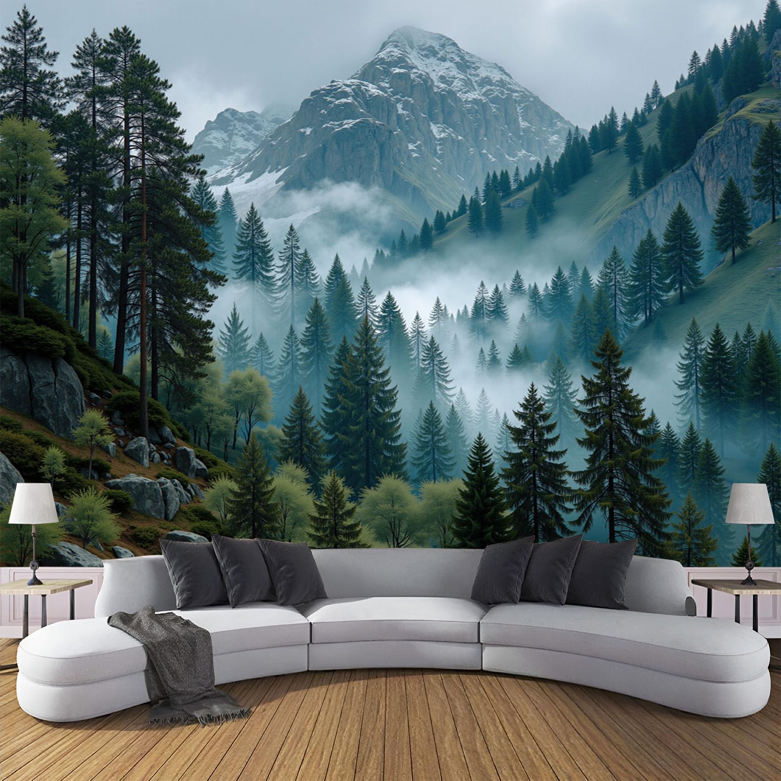 Paysage forestier papier peint intissé 450x315cm grand format pour salon
