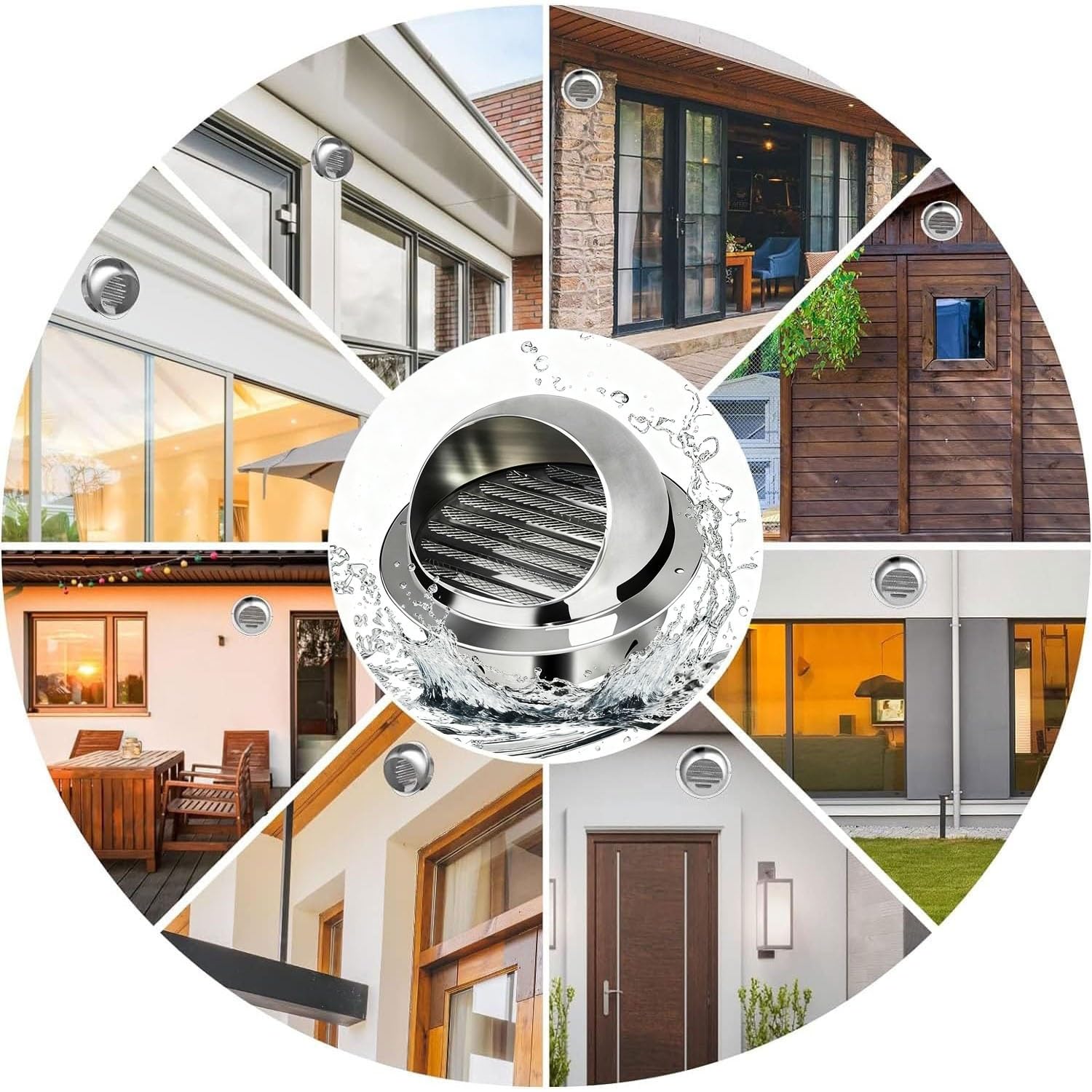 Grille d'Aération en Acier Inoxydable Grille De Ventilation Ronde 80/100/120/180mm pour Hottes d'Aspiration, Ventilations et Conduits d'Échappement(250mm)