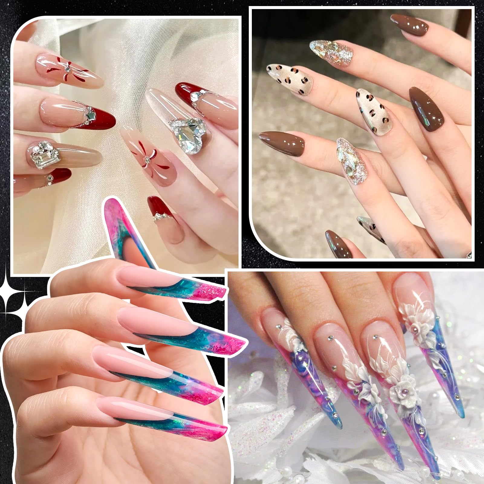MELLIEX 150 sztuk Formy do paznokci zestaw, przezroczyste rozszerzenie Poly Gel Dual Shape Gel UV narzędzia do manicure do przedłużania paznokci profesjonalne (15 rozmiarów)