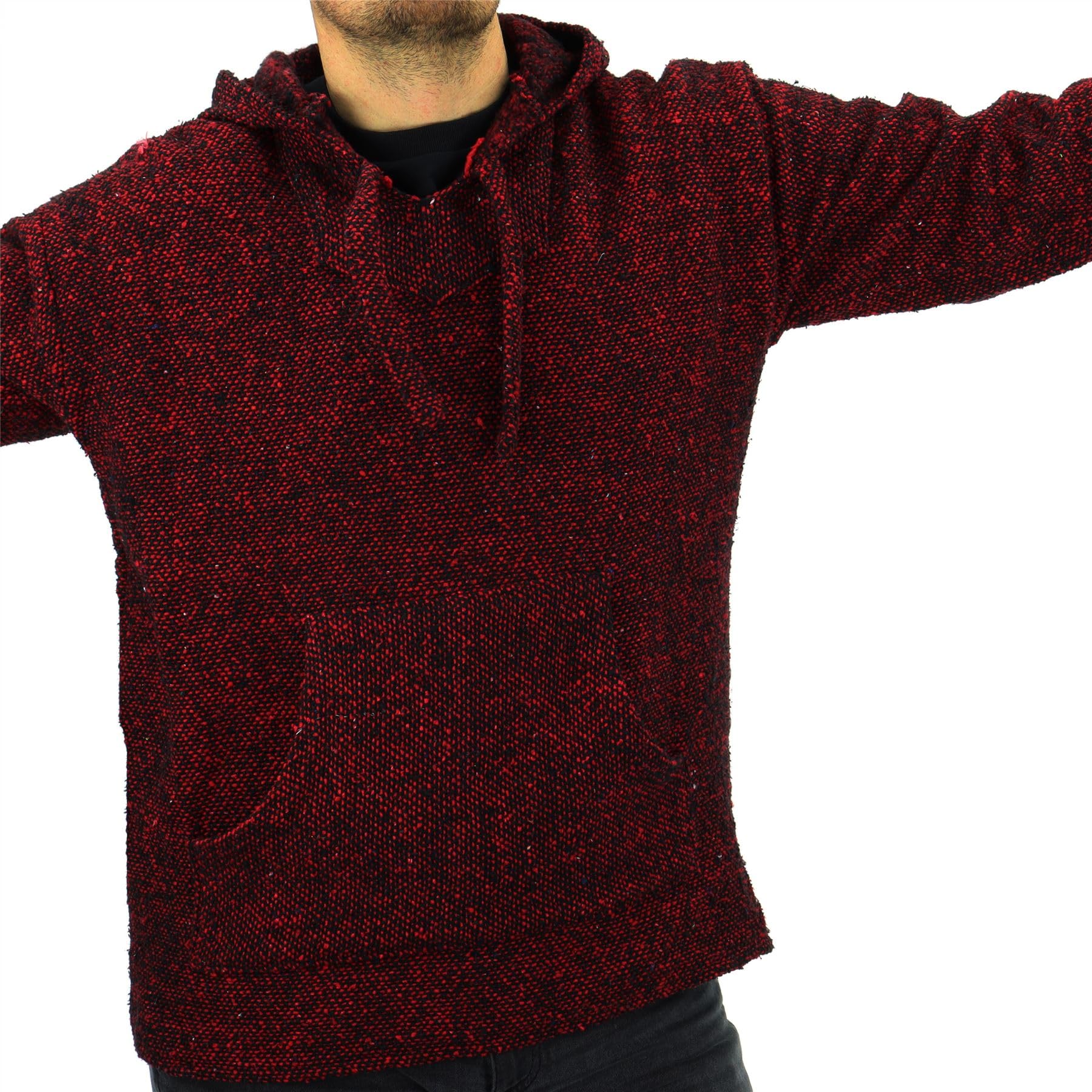 LOUDelephant Recycled Mexican Baja Jerga Hoody - Red Fleck (Medium)
