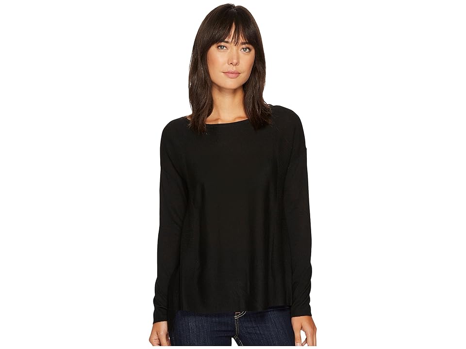 

NYDJ Boat Neck Sweater w/ Split Back (Black) Women's Sweater