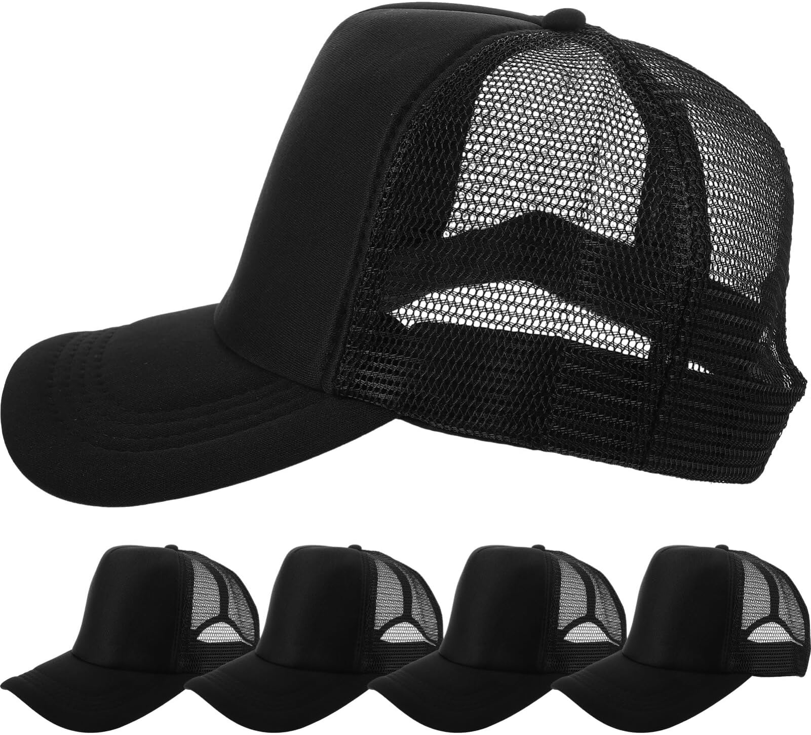 EXCEART5pcs Sublimated Baseball Cap Trucker Cap Men Hats Bulk Hats Bonnet for Men Trilby Hats for Men DIY Hats Blank Mesh Baseball Caps DIY Blank Hat Outdoor PVC Man Sun Visor Hat Black