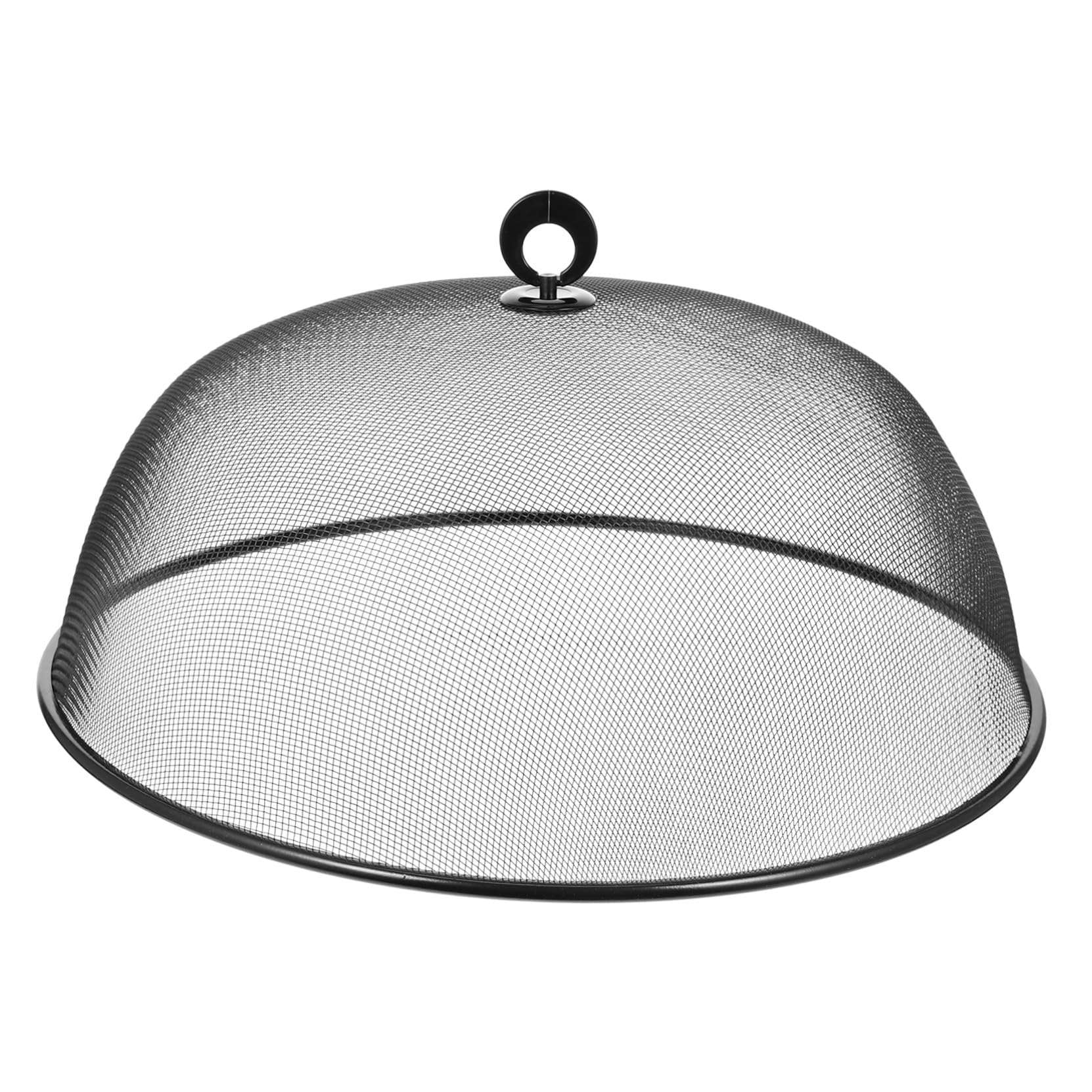 Toyvian - Campana de comida de metal redonda (40 Cm, tapa de malla metálica negra, protección antiinsectos, reutilizable, cocina y comidas al aire libre, tapa de plato versátil