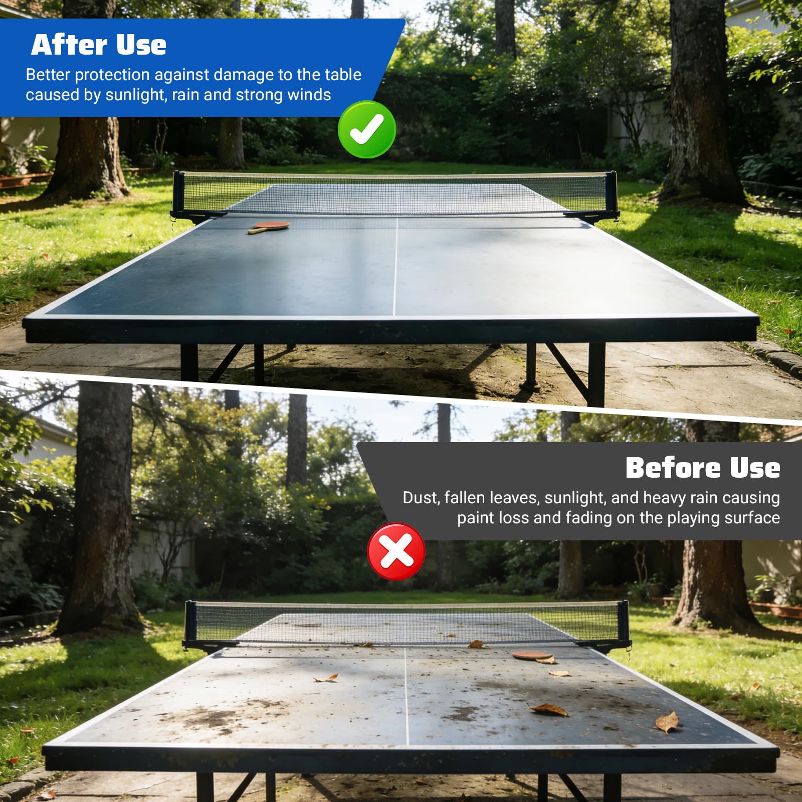 GAESHOW Housse de Table de Ping-Pong Pliable, 280 x 153 x 73cm, Polyester, avec Dispositifs de Verrouillage