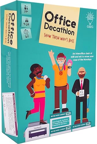 Juego de decatlón de oficina de Gray Matters Games, juego de oficina para compañeros de trabajo, juego de construcción de equipos inspirado en los